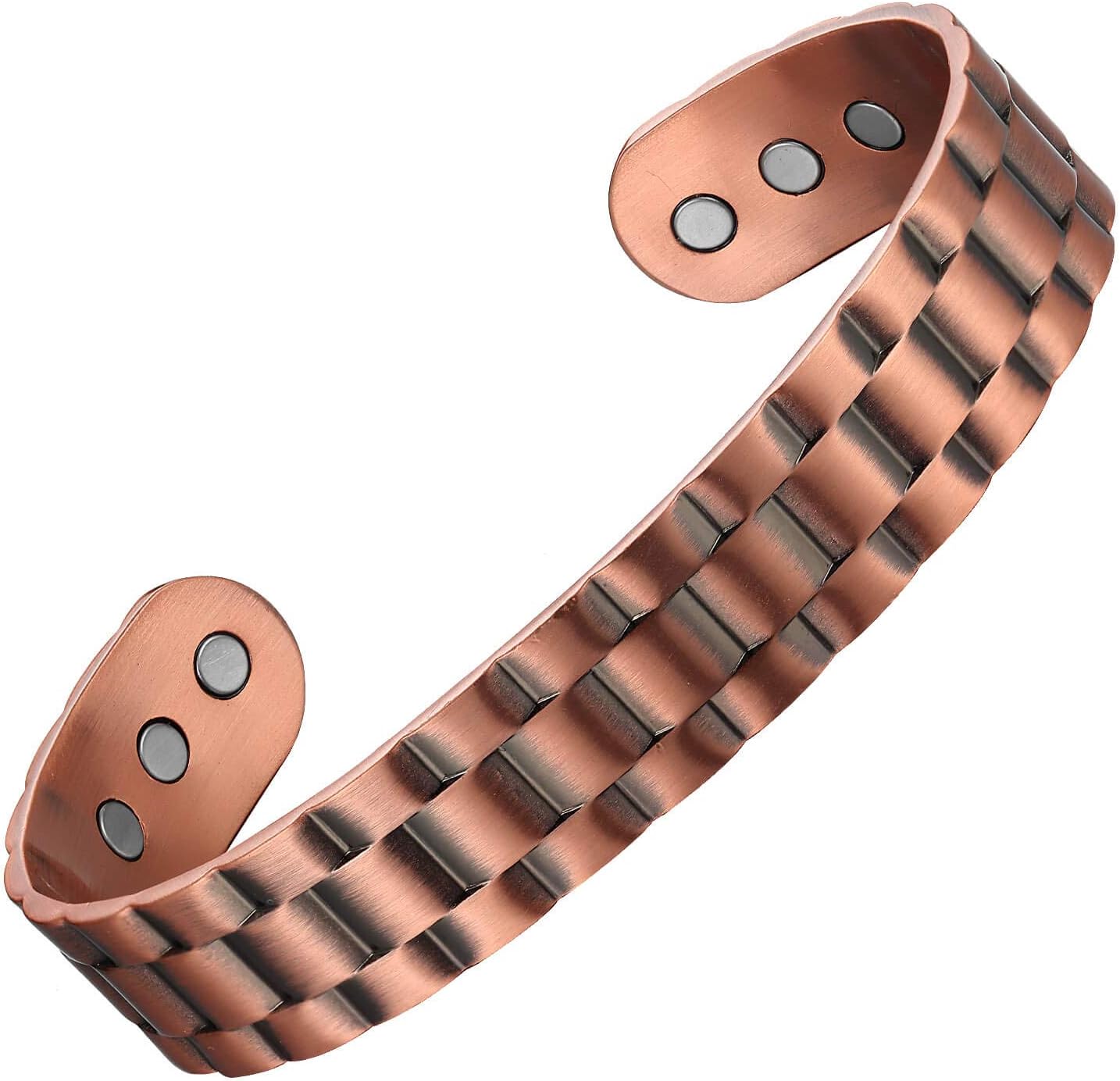 Earth Therapy Black & Bronze Gear Style Copper Cuff Bracelets with Ultra Strength Magnets - Unisex - Adjustable