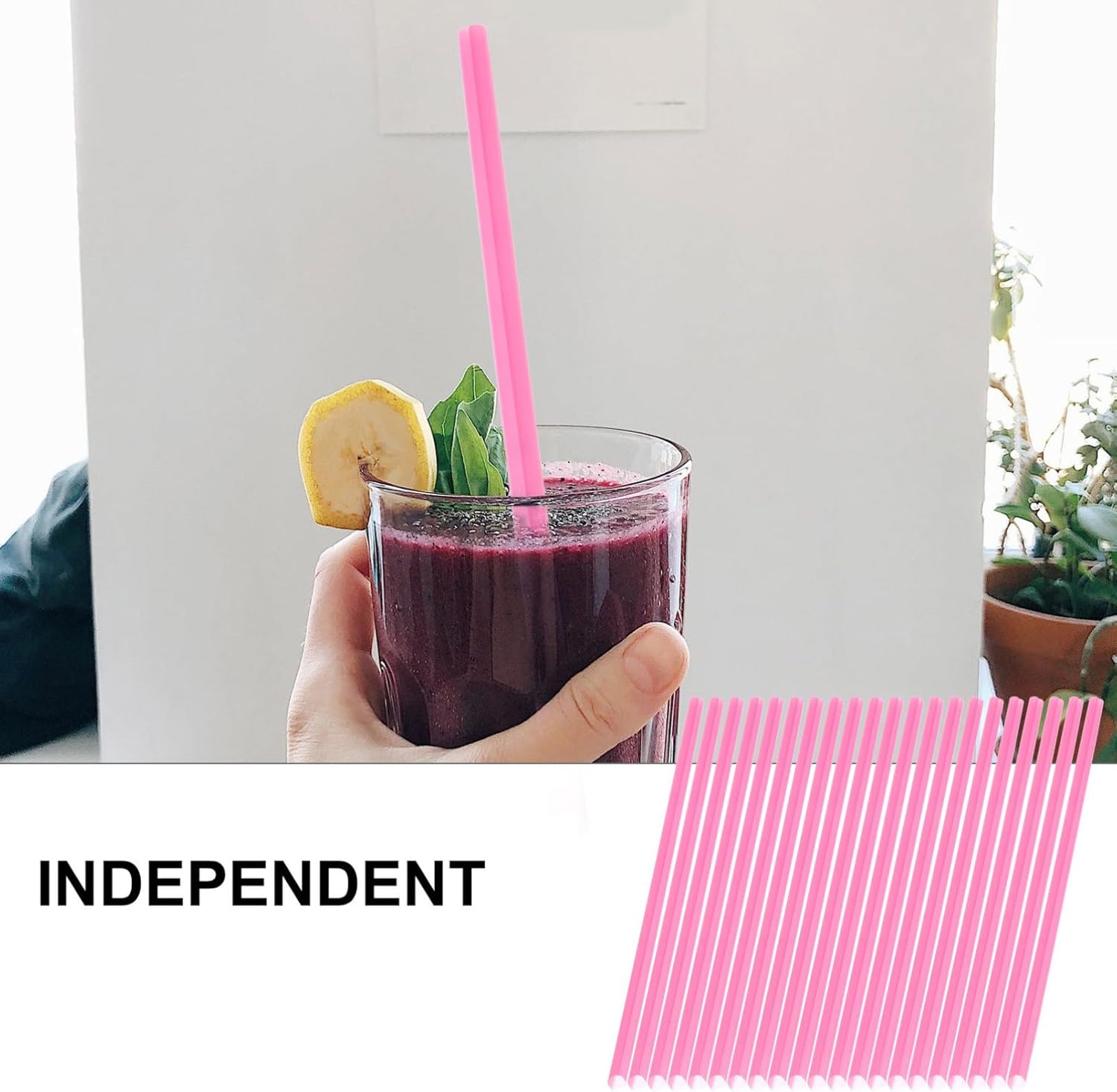 100pcs Heart Shape Design Plastic Straws Disposable Individual Package Pink Party Supplies for Wedding, Valentine’s Day, Juice and Milk Drinking