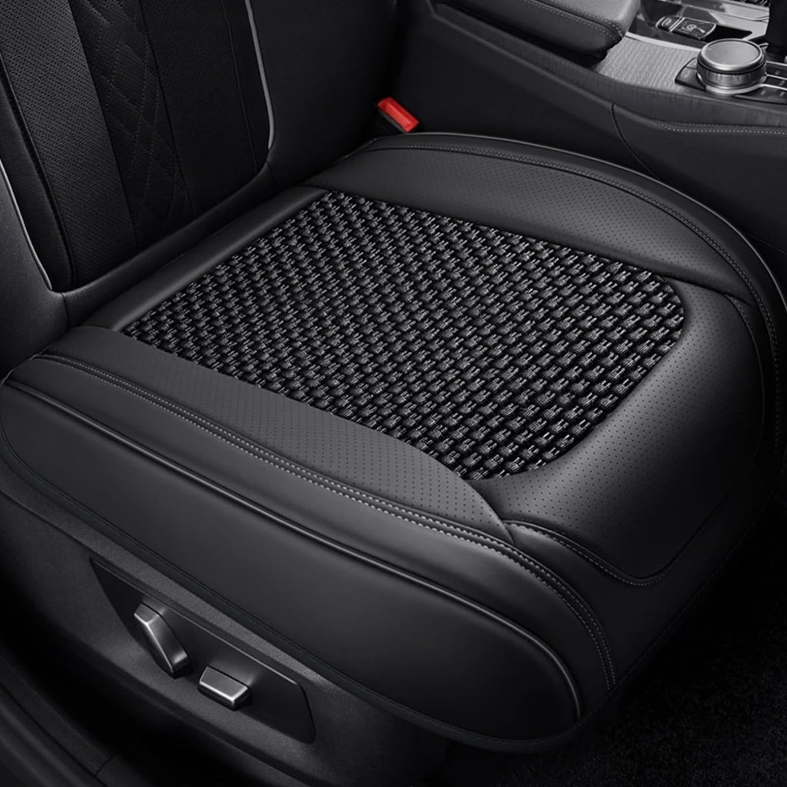 ONEMAJI Car Driver Seat Booster Cushion for Fiat Bravo 2008-2012, Breathable Thick Pad Non Slip Bottom Vehicle Chair Protector Interior Accessories,Black