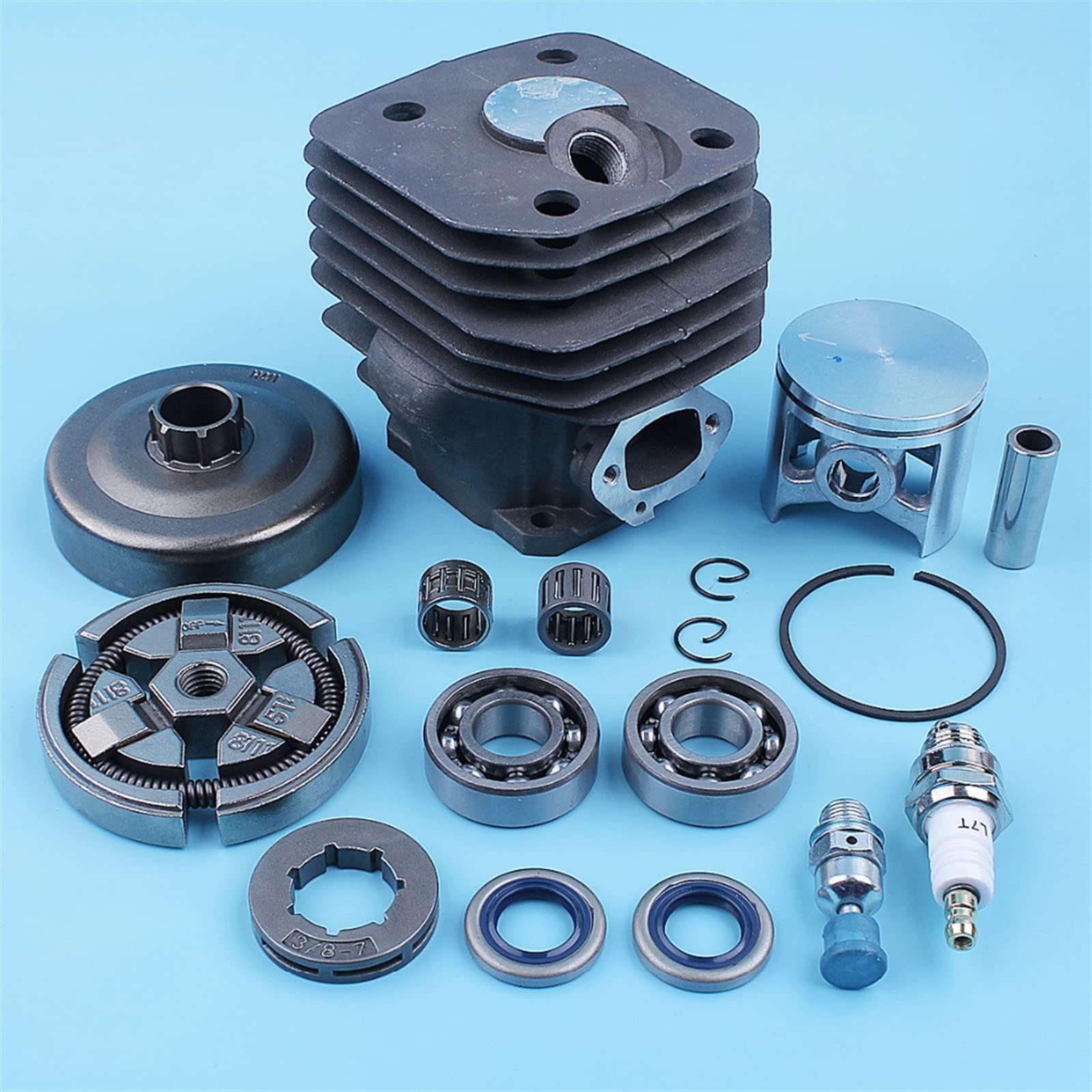 IWBR Cilindro pistón Embrague Tambor cigüeñal rodamiento Sello Kit Apto for Husqvarna 262XP 262 261 Motosierra 48mm diámetro 12mm Pin reemplazo