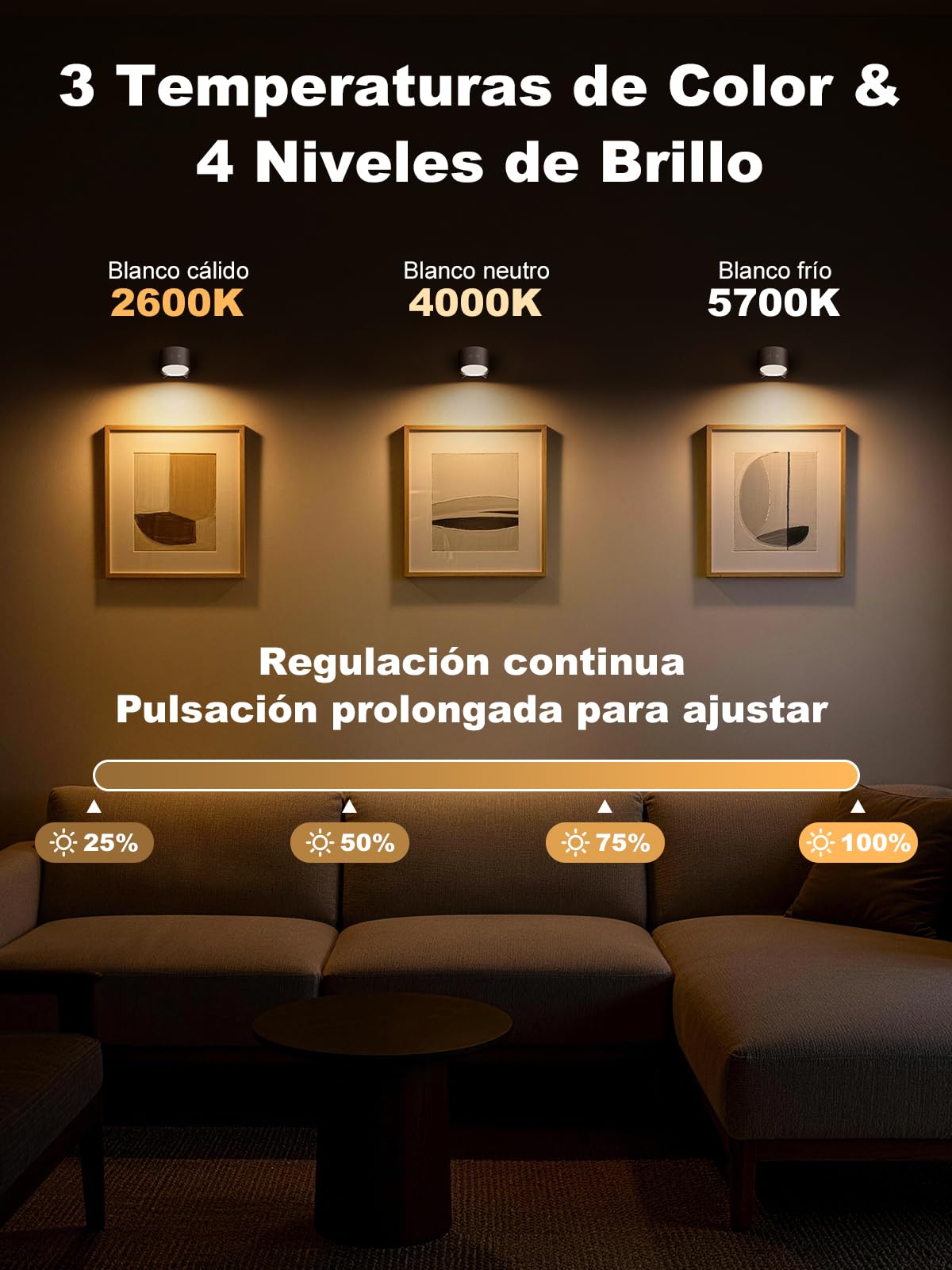 Smiling Shark Apliques Pared Interior sin Cable 2 Piezas, Apliques Pared Recargable Tactil con Mando 360° Regulable Magnetica Lamparas de Pared sin Cable para Dormitorio Salon Habitacion, Blanco