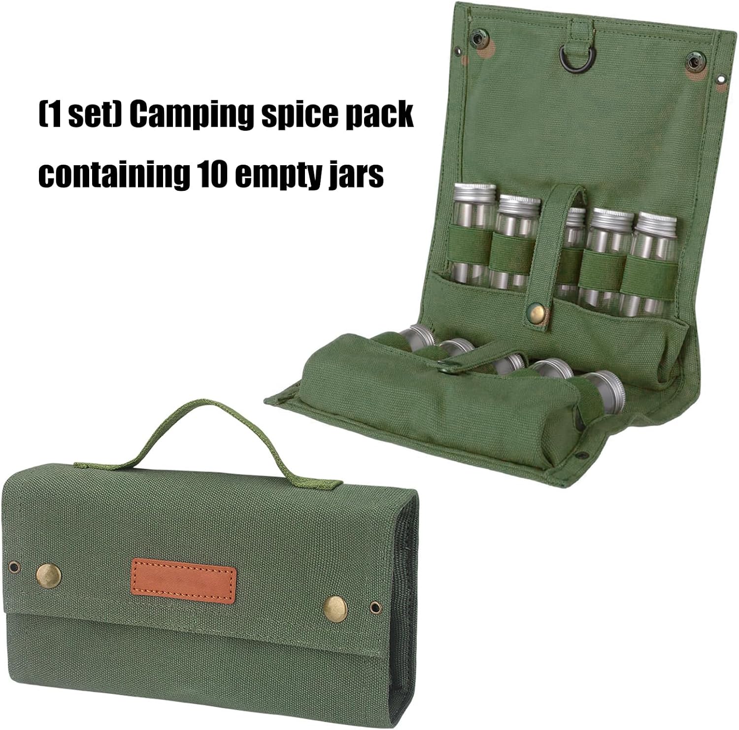 Spice Storage Bag Made of Portable Camping Organiser with 10 Spice Jars for Cooking Outdoor Portable Spices Camping with Spice Jar