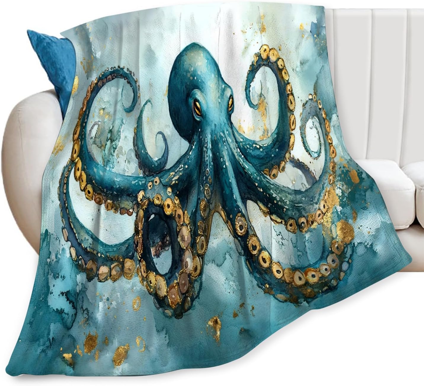 Tijuboni Octopus Throw Blanket Ocean Gifts for Girls Boys Women Men Kids Adults Soft Flannel Fleece Blanket for Couch Sofa Bed Home Decor 40"x50"