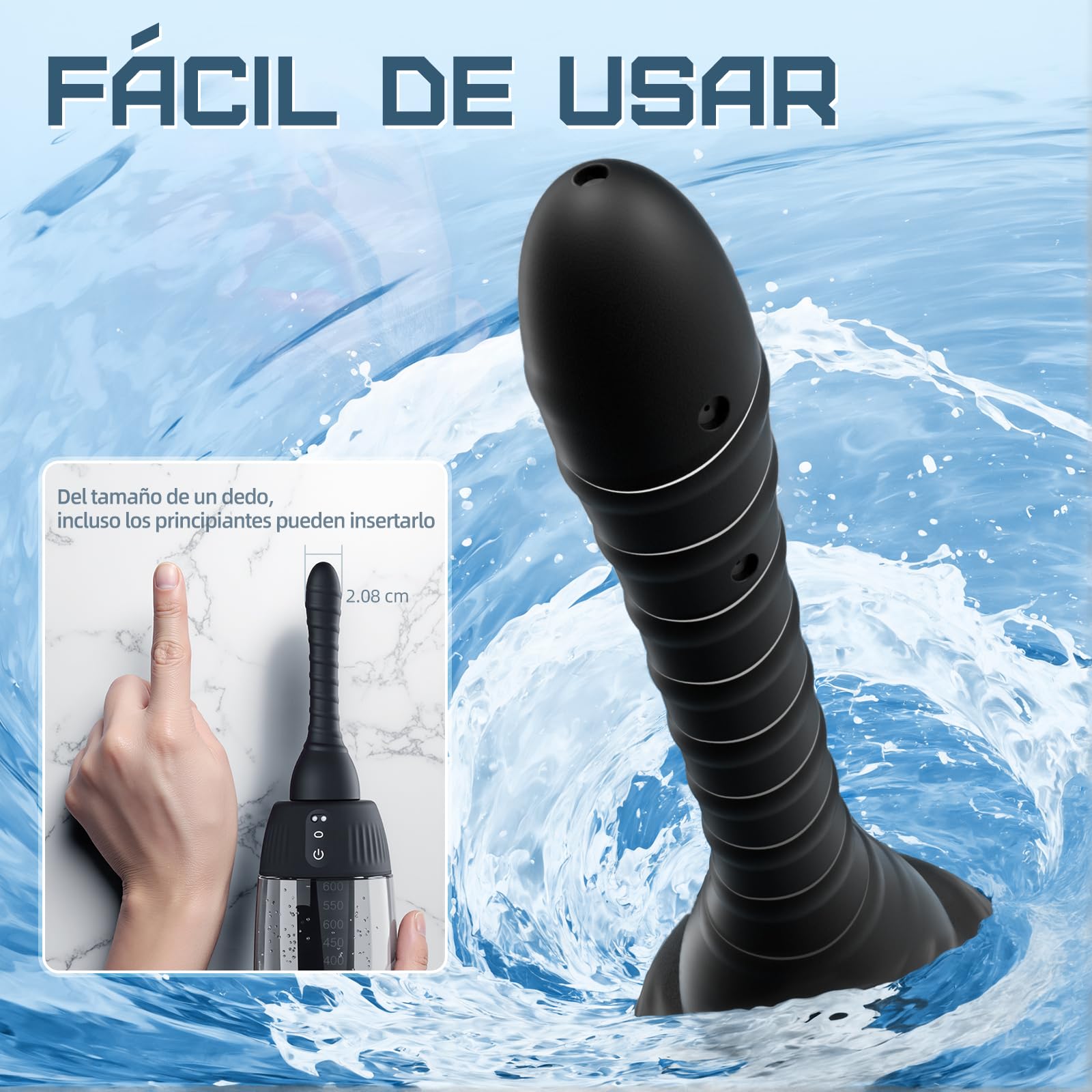 Ducha anal Enema rotatorio automático - 20oz Duchas para hombres y mujeres Limpieza profunda de 360° 5 caños con 3 velocidades de rotación y rociado
