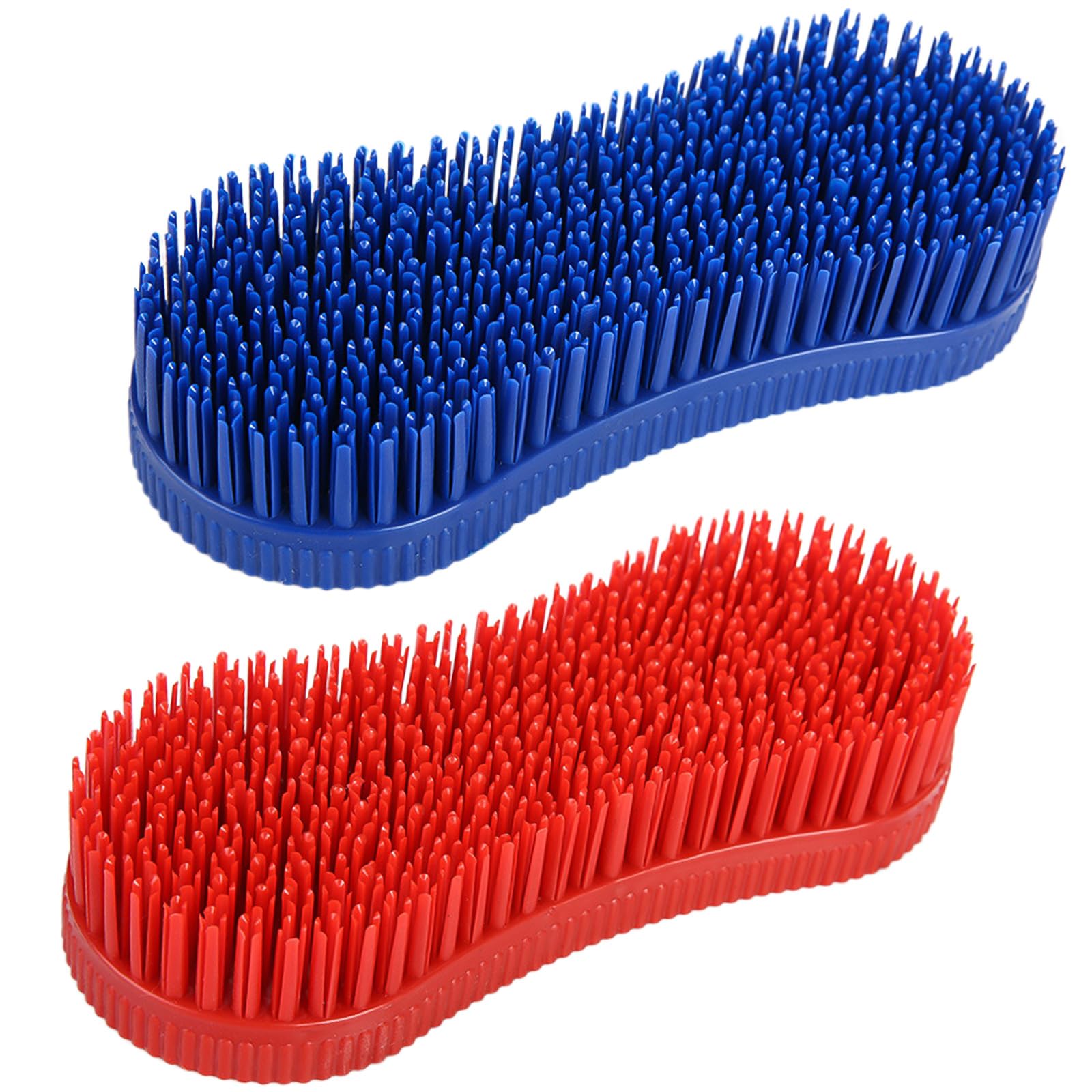 Buaak Magic Horse Grooming Brush Set, 2 Pcs Blue and Red Plastic Brushes
