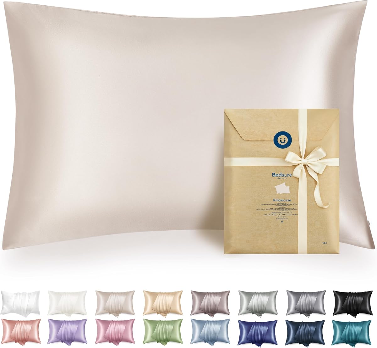 Funda de almohada de satén con cremallera, similar a las fundas de almohada de seda, paquete de 2, fundas de almohada de satén Queen, fundas de almohada beige sedosas y suaves para cabello y piel, regalos del día de San Valentín para mujeres y hombres, 20 x 30 pulgadas