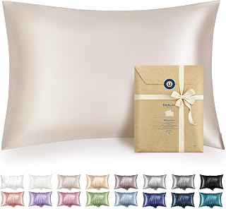 Bedsure Satin Pillowcases, 2-Pack, Standard, Beige