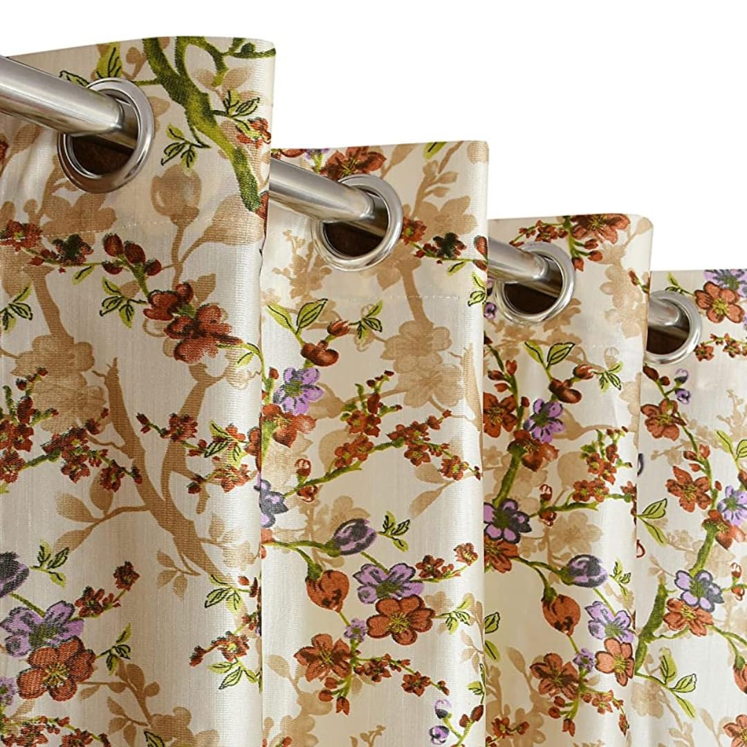 Stuffique Polyester Flowers Print Eyelet Window Door Curtains Set of 2 (5 Feet, Orange) (B09R29437P) Amazon Price History, Amazon Price Tracker