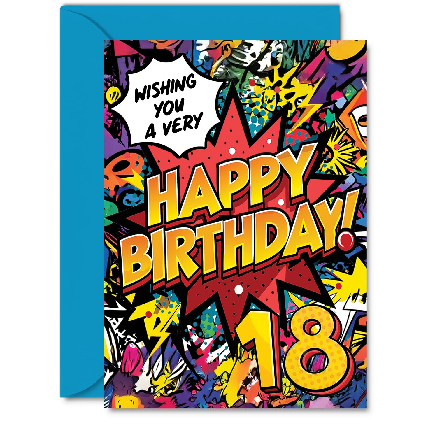 18th Birthday Cards for Women and Men, Comic Book Pow