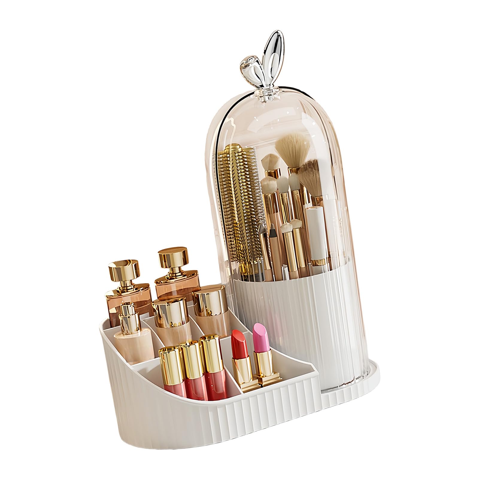HENYGEN Rotating Cosmetic Container with Divided Areas for Easy Access to Lipsticks Brushes and Bottles Turn Makeup Planner