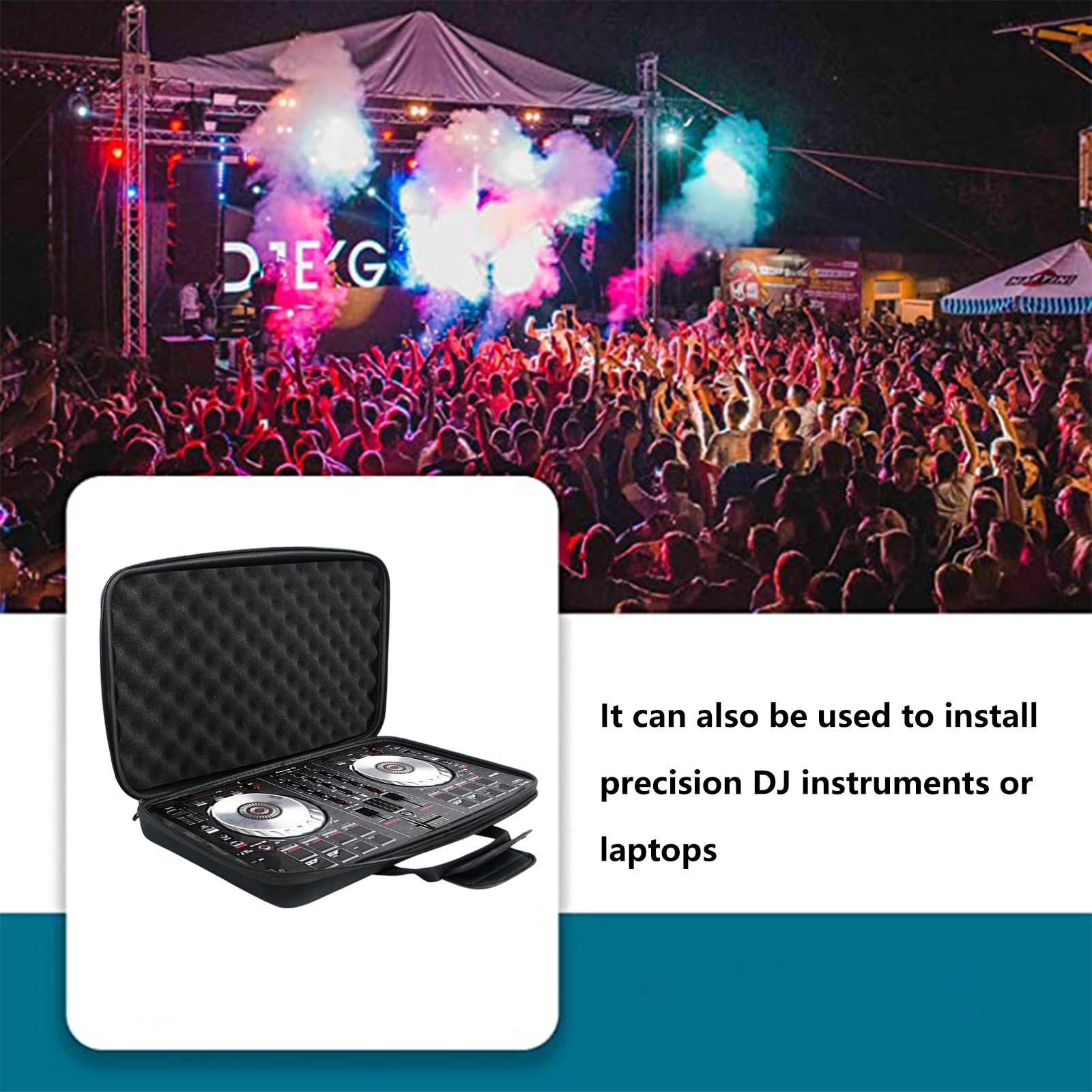 AKOZLIN custodia rigida per Pioneer DDJ-FLX4, DDJ-SB SB2 SB3 RB, portatile DJ Controller Eva, borsa per il trasporto, protettiva, da viaggio, CTRL, nero
