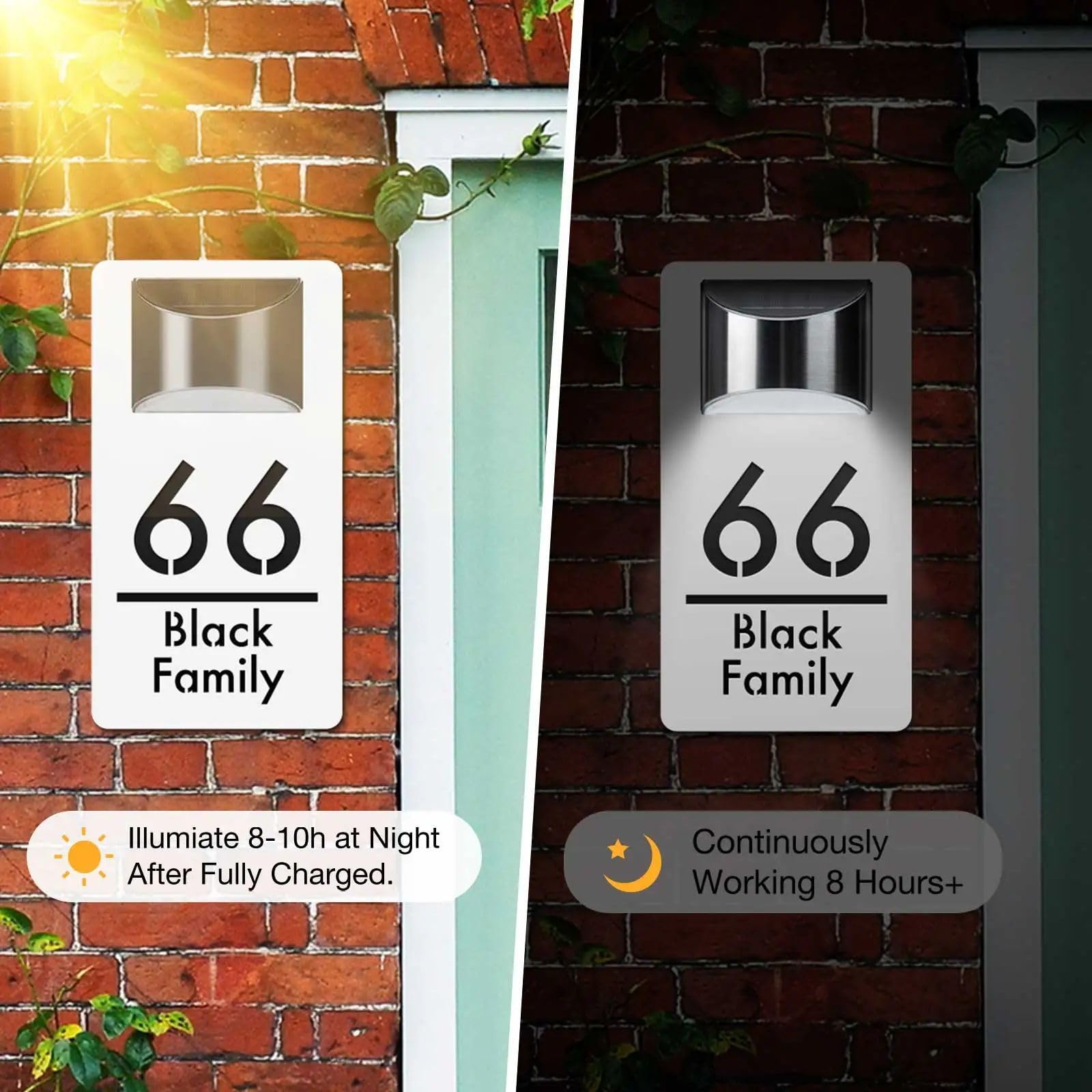 BeNsil Numéros De Maison Modernes Personnalisables, Numéros De Maison Solaires Personnalisés Extérieurs, Numéros De Maison, Adresses, Noms De Rue - LED Moderne pour Les Maisons, Les Hôtels.