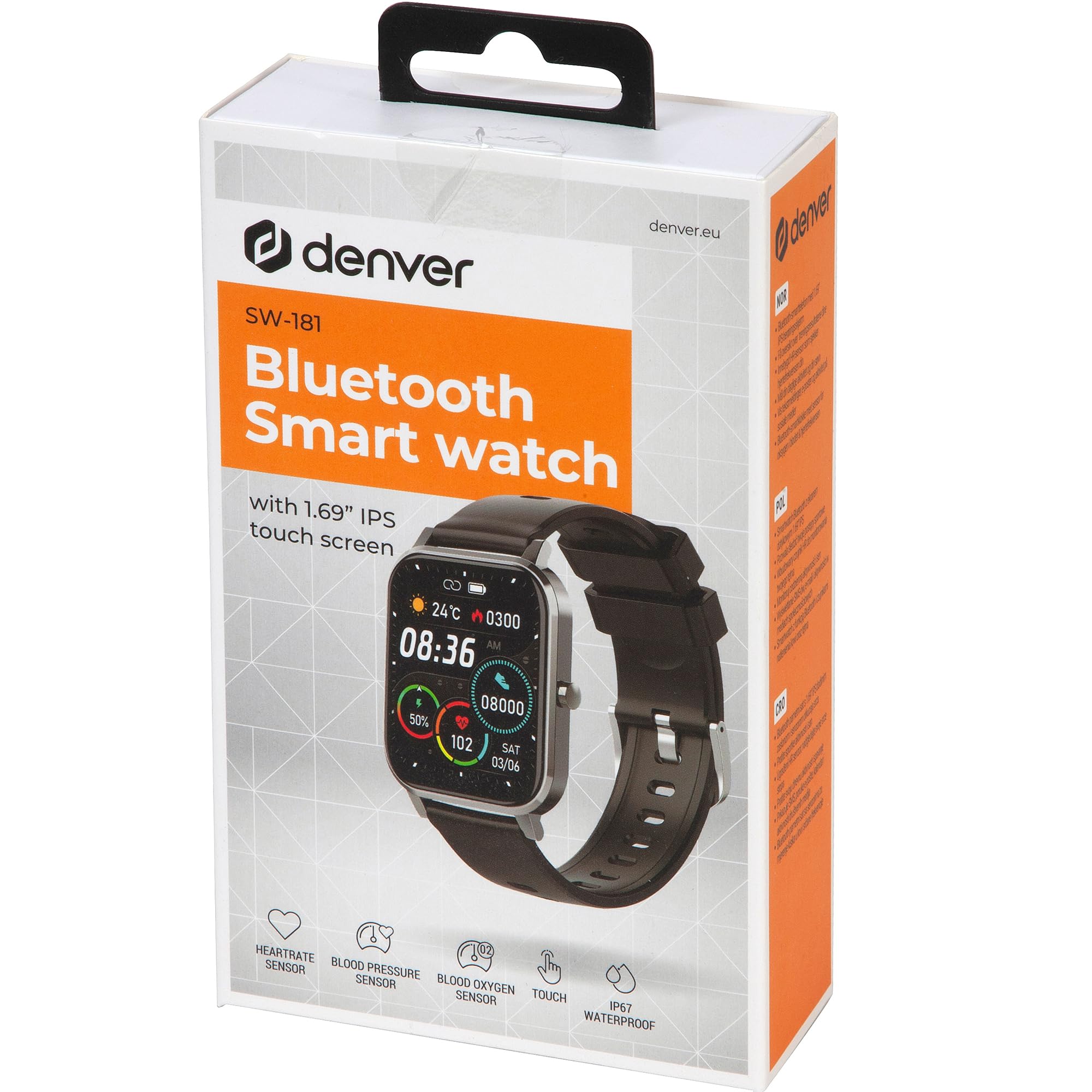 PULSERA RELOJ DEPORTIVA DENVER SW - 181 NEGRO - SMARTWATCH IP67 1.7PULGADAS BLUETOOTH