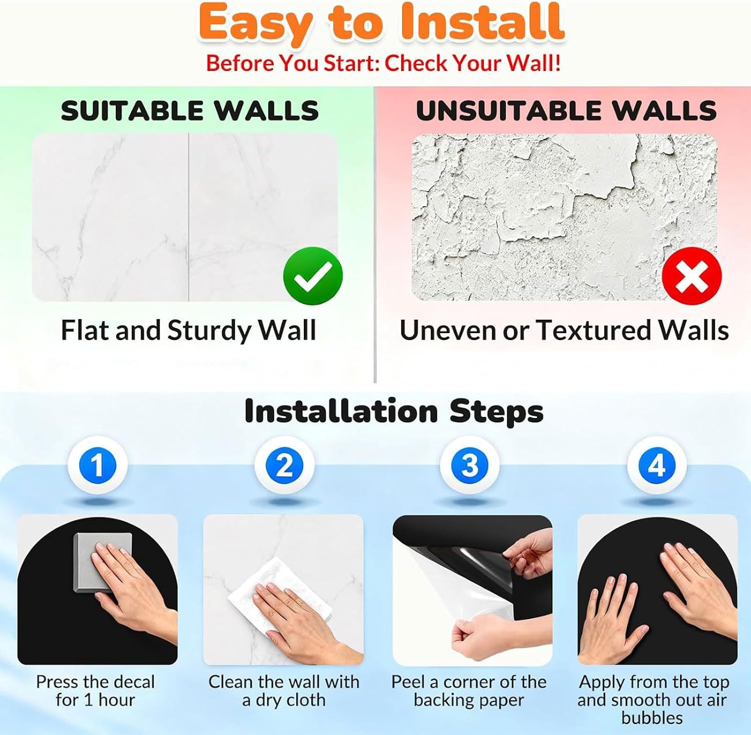 Iron Adhesive Wall Decal 31.5x15.74Inch Erasable Chalkboard for Childrens Art Drawing Doodling and Play Interactive Play Board