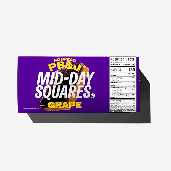 Mid-Day Squares | Grape No Bread PB&J Snack Bars | 35g each, 3 Packs (36 Squares) | Made with Real Ingredients, 6g Plant Protein, 4g Fiber, Gluten Free, Plant-Based 2