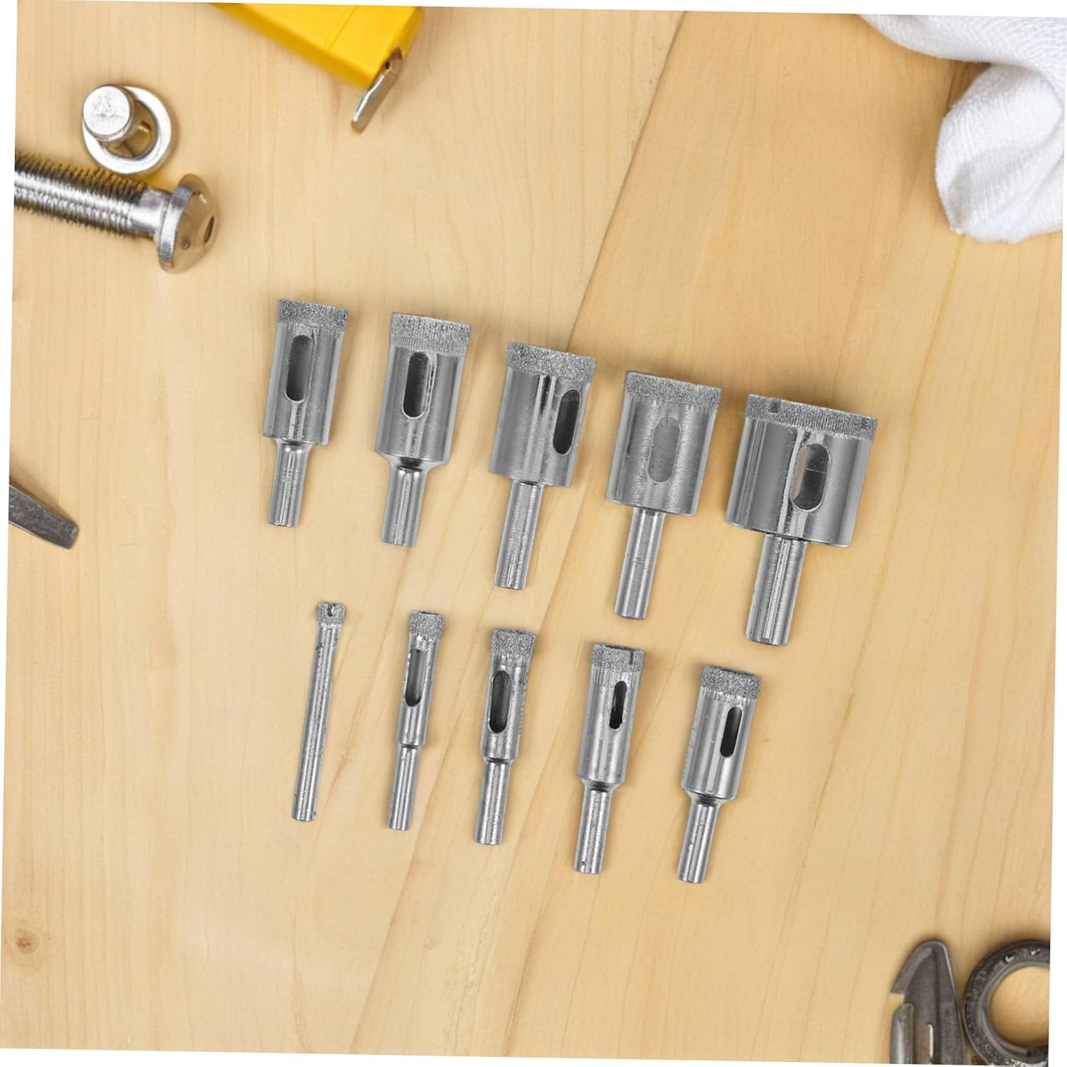 MAGICLULU 10-Piece Glass and Ceramic Tile Drill Bit Set 6-30mm Tungsten Carbide Porcelain Cutting Tools for Marble Easy to Use Woodworking and Concrete Applications