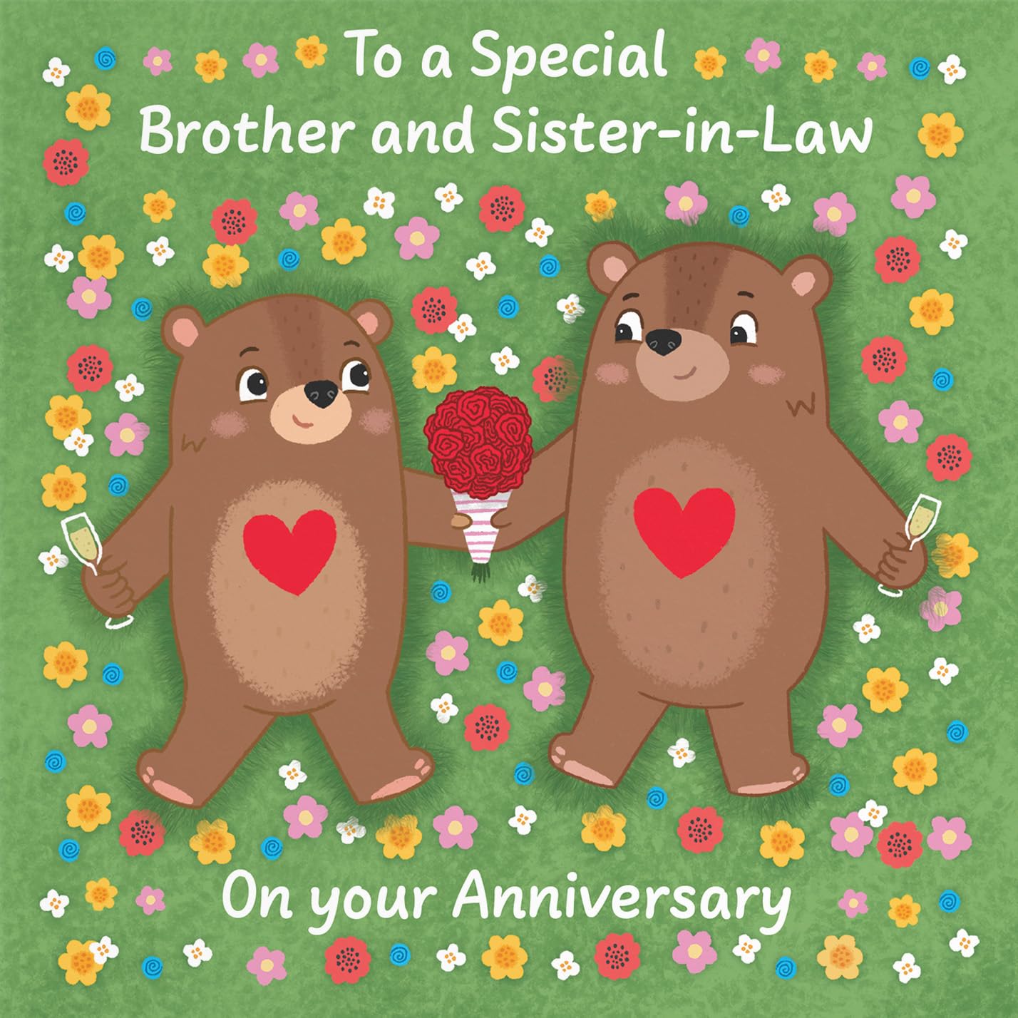 Hunts England, Cute Flowery Bears Brother And Sister In Law Anniversary Card - Image 2