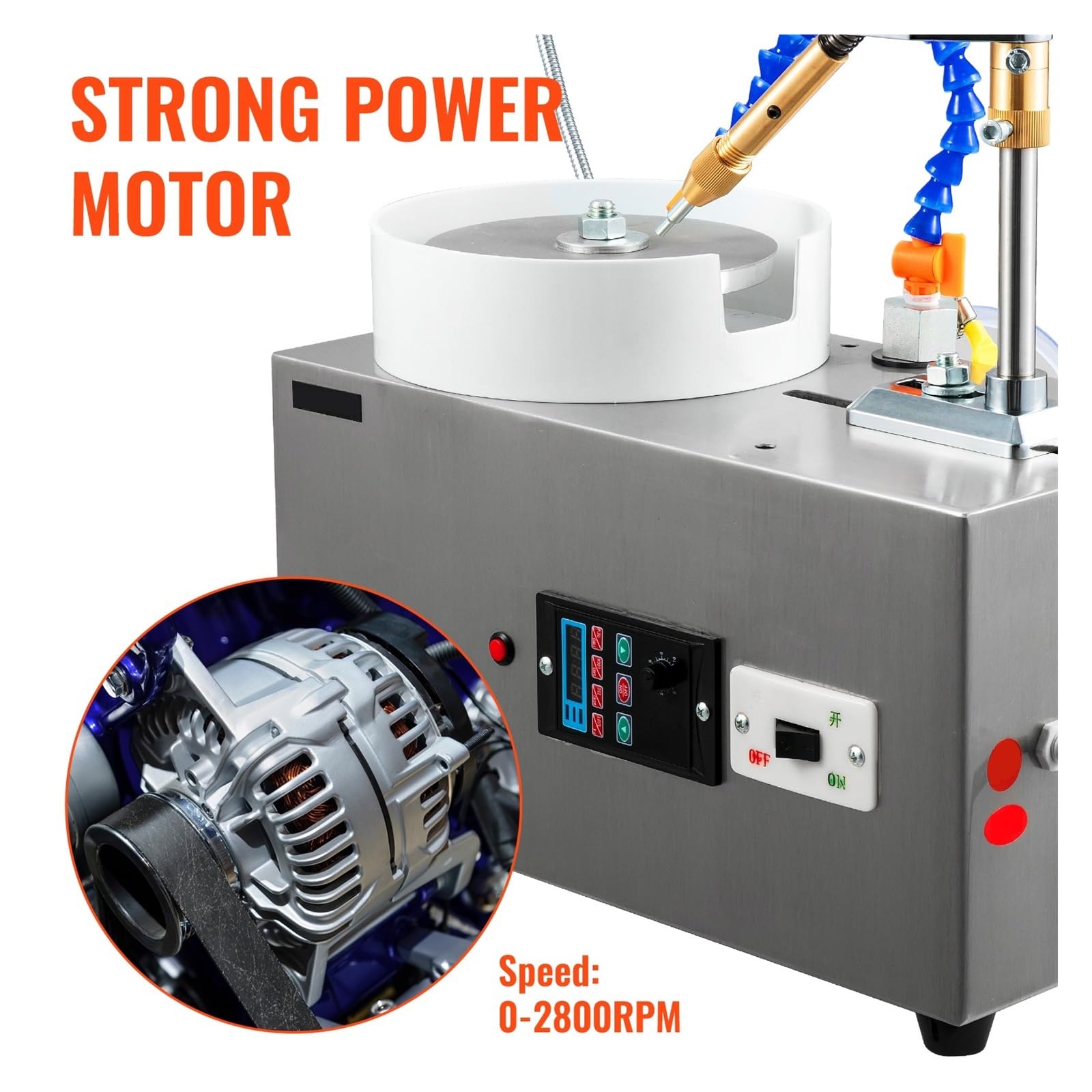 Machine À Facetter Les Pierres Précieuses 180W, Avec Manipulateur Facettes, Pompe Eau Légère Led, 2800 Tr/min, Traitement Des Plates, Polisseuse D'angle En Jade Conception Anti-Bruit