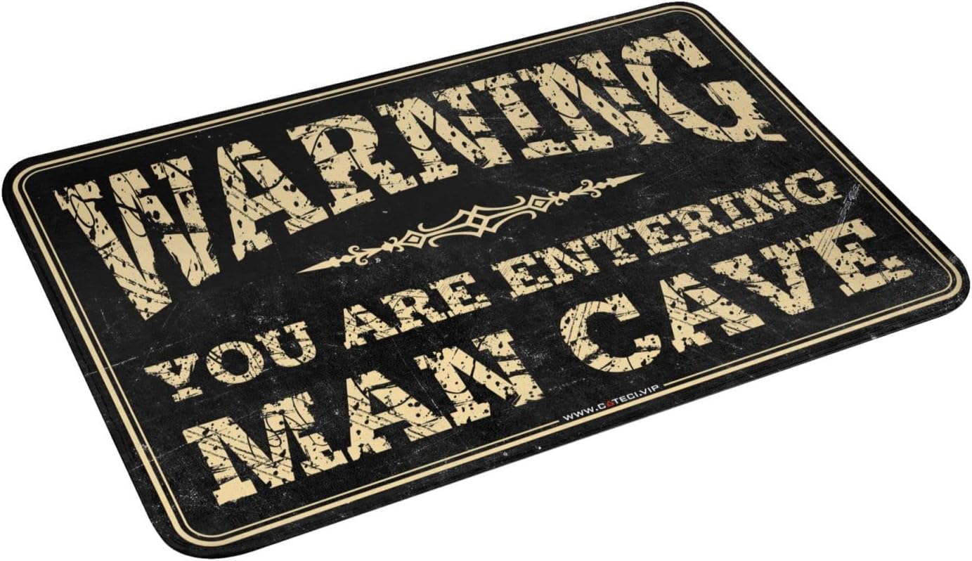 Funny Patio Decor Warning You are Entering Man Cave Rug Outdoor Porch Decor Funny Gifts for Boss(Size:65X90CM), BMPBBPOAP-65X90CM