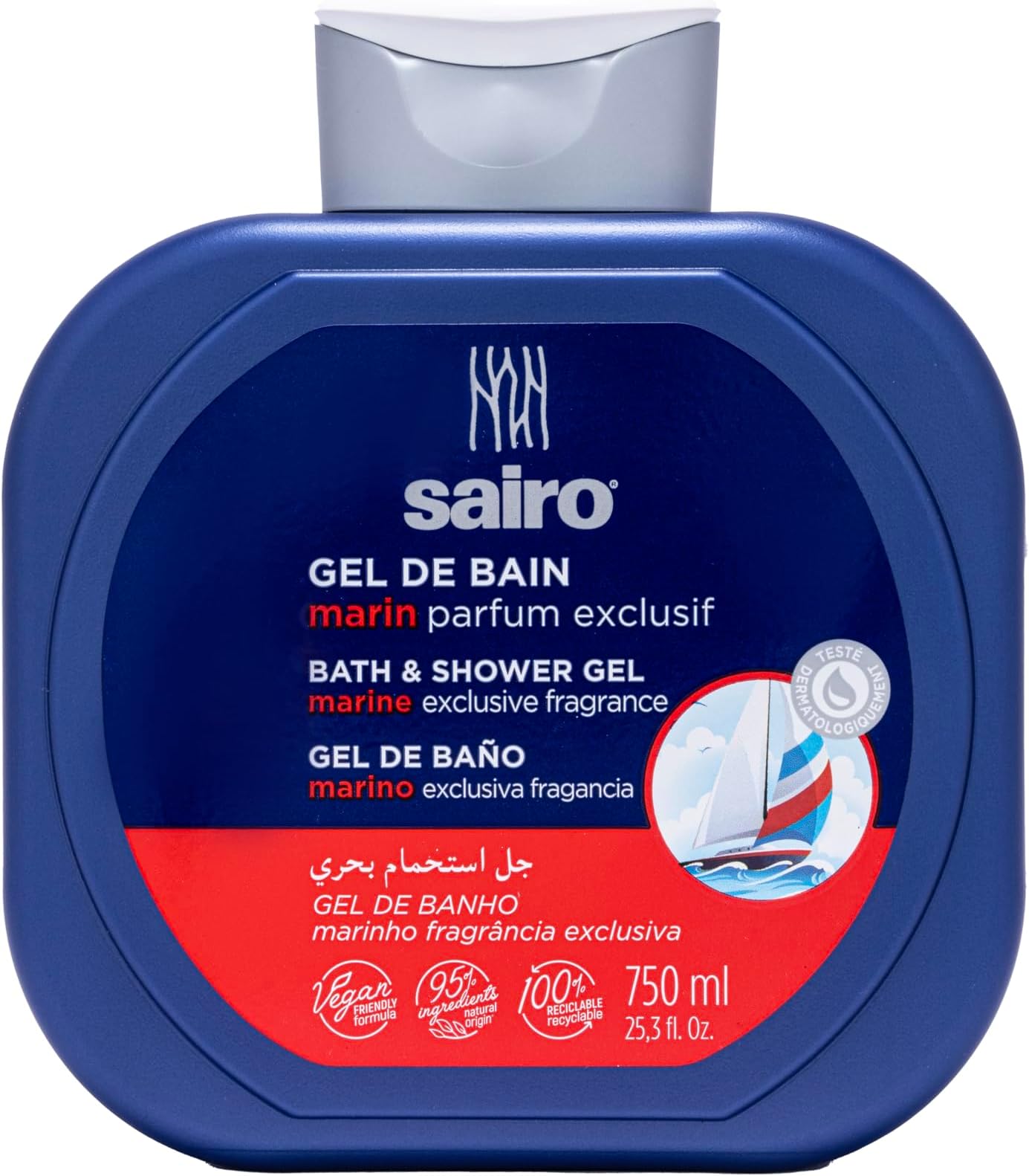 Sairo 95% Natural marine Bath and Shower Gel [Imported from SPAIN] (750 ml) Deeply Nourishing Shower gel Body Wash Moisturizers For Softer, Smoother Skin, Suitable for All Skin Types for Men and Women