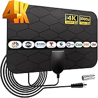 Galkvoz Portable Indoor HD Digital TV Antenna - 4K 1080P Amplified Signal Booster, 10ft Cable for Smart/Old TVs & Free Local Channels