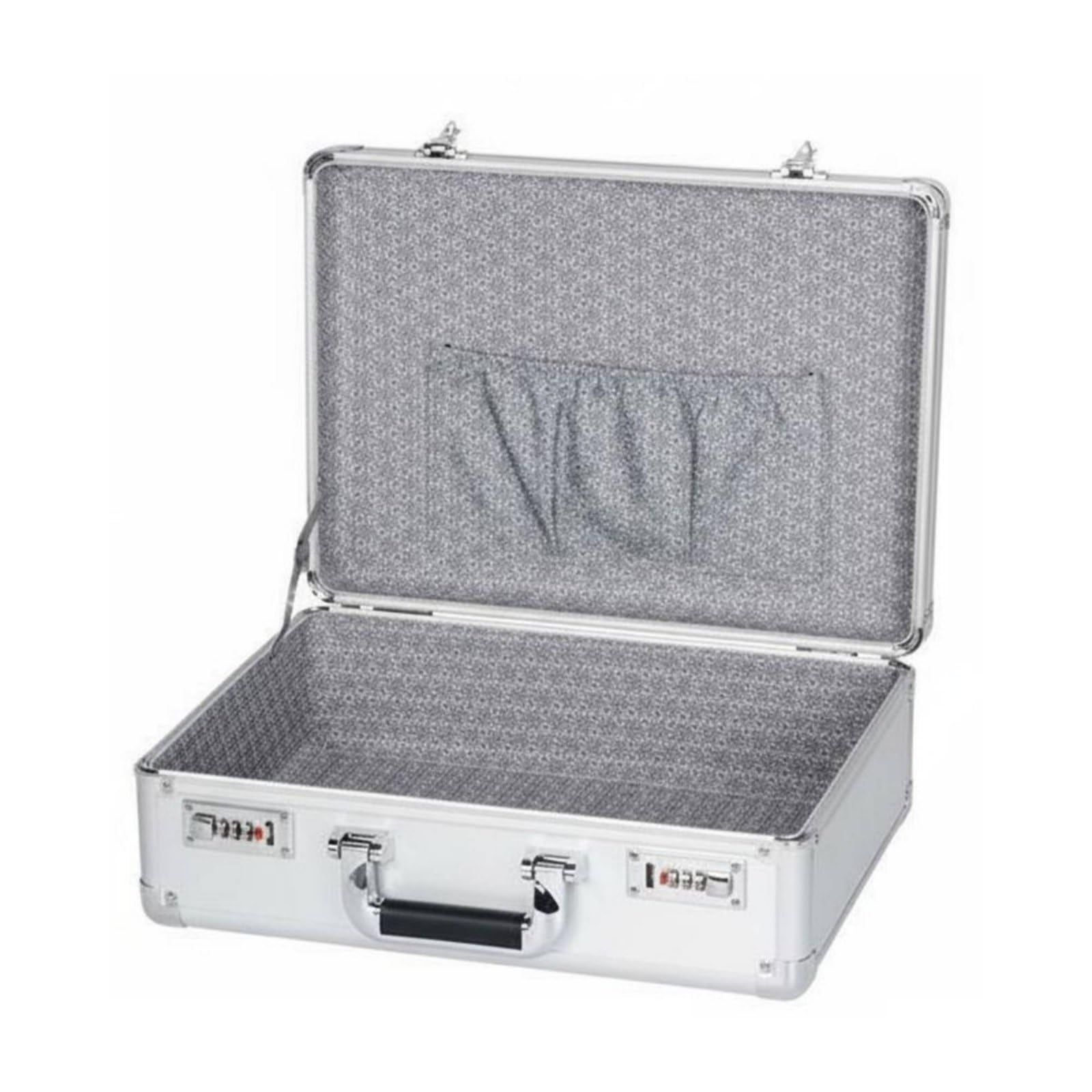 Amagogo Valigetta Portaoggetti in Alluminio con Doppio Blocco a 3 Cifre Scatola Contenitore Custodia Interno Imbottito con Tasca per Ordine E Protezione, Argento Brillante, size to 6