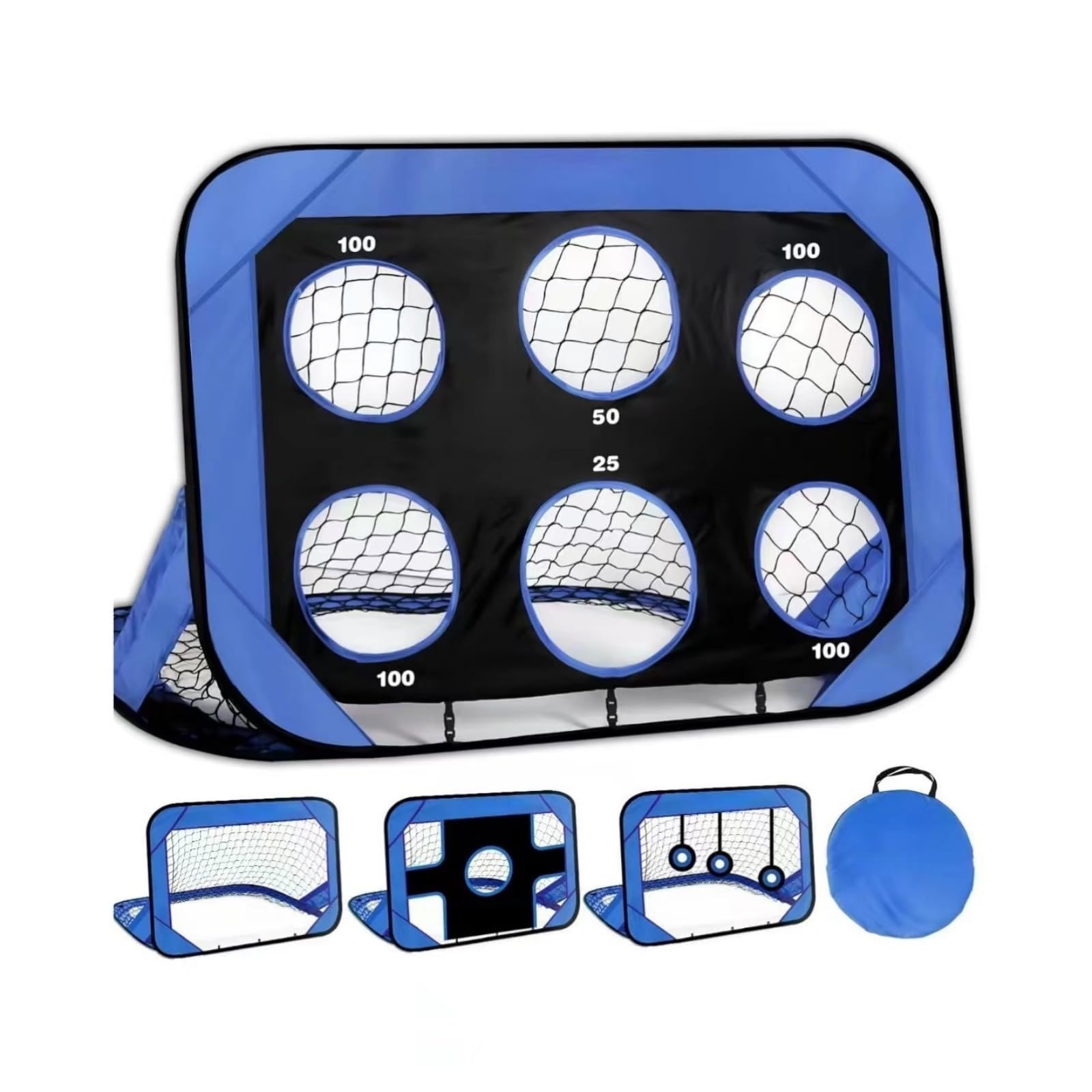 Kids Soccer Training Net 4-in-1 Foldable Football Goal Easy Setup Portable Training Goal for Garden, Practice, Royal Blue-image-37