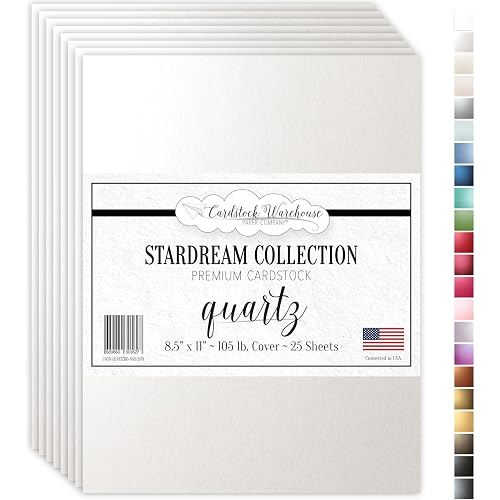 Cardstock Warehouse Stardream Quartz Cardstock Paper - 25 Sheets, 8.5 x 11" – 105 lb / 284 GSM Premium Metallic Off-White Card Stock for High-end Printing, Card Making, Die-cutting & DIY Projects