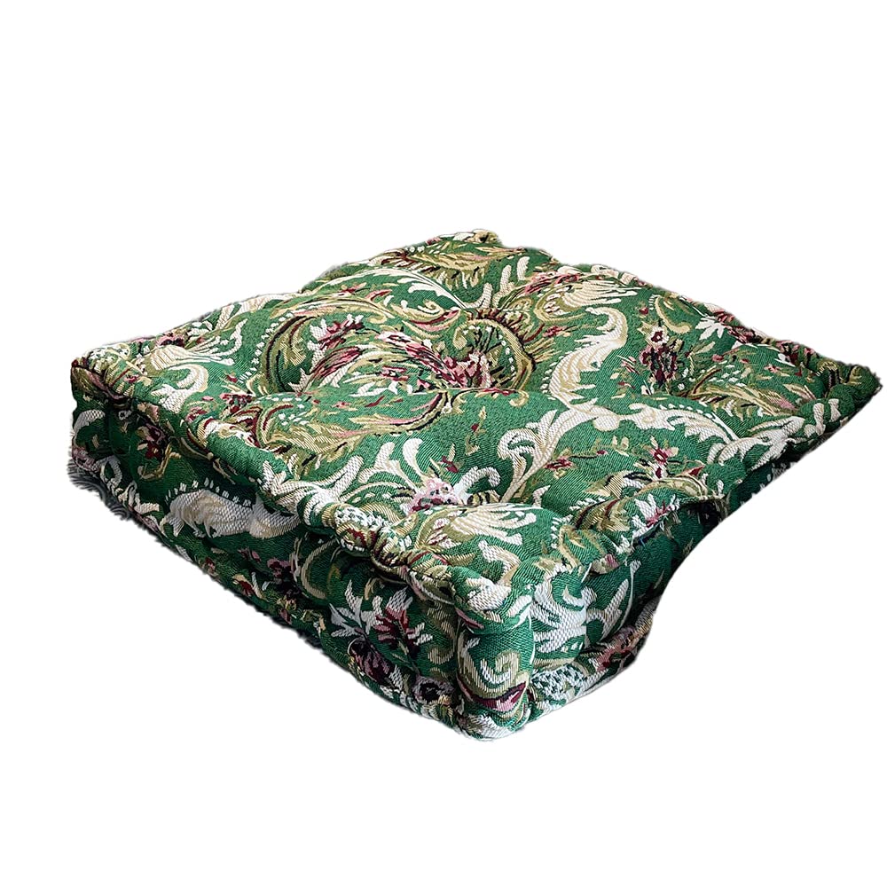 Easylife Lifestyle Solutions Green Easylife Tapestry Armchair Booster Cushion, 100% Cotton Cover, Bounce Back Polyester Fill, Chair Cushion Support, Armchair Cushion, Seat Cushion, L50 X W50 X H10cm - Fully Guaranteed |