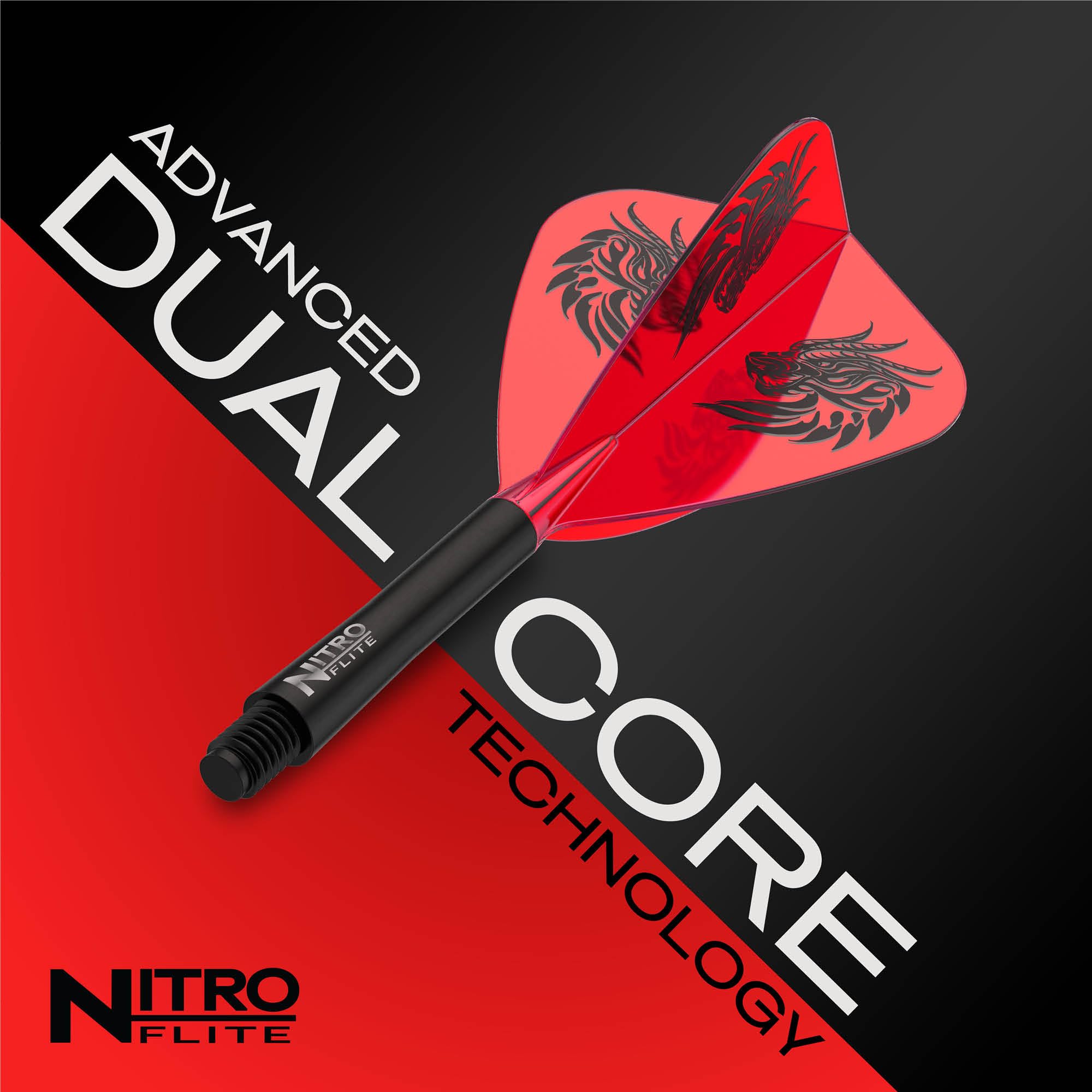 RED DRAGON Fléchettes Nitro Flite Système Flight & Shaft Intégré Jonny Clayton The Ferret Noir Orange Moyenne