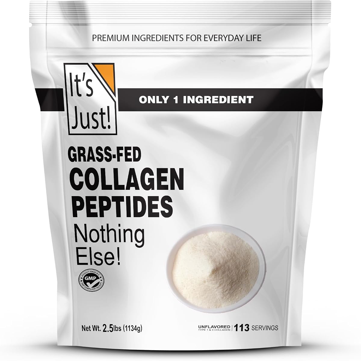 It's Just! - Collagen Peptides, Protein Powder, 40 Ounce, Type I & III for Hair, Nail, Skin Support, Grass-Fed Bovine Collagen