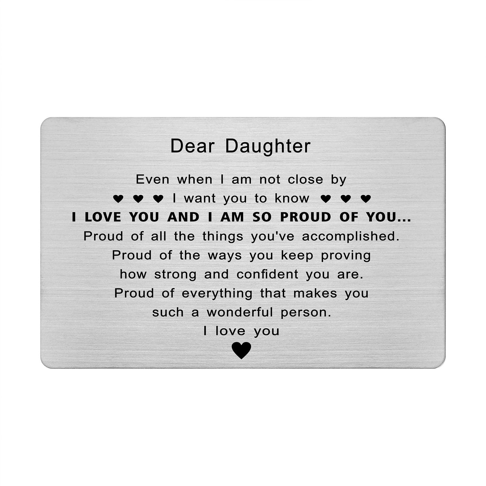 Emideary Dear Daughter Engraved Wallet Card Inserts - Birthday & Ideas for Daughter