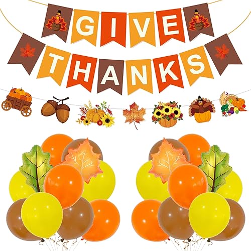 60 globos de decoración de Acción de Gracias para Acción de Gracias, otoño, hogar, fiesta, decoración interior y exterior