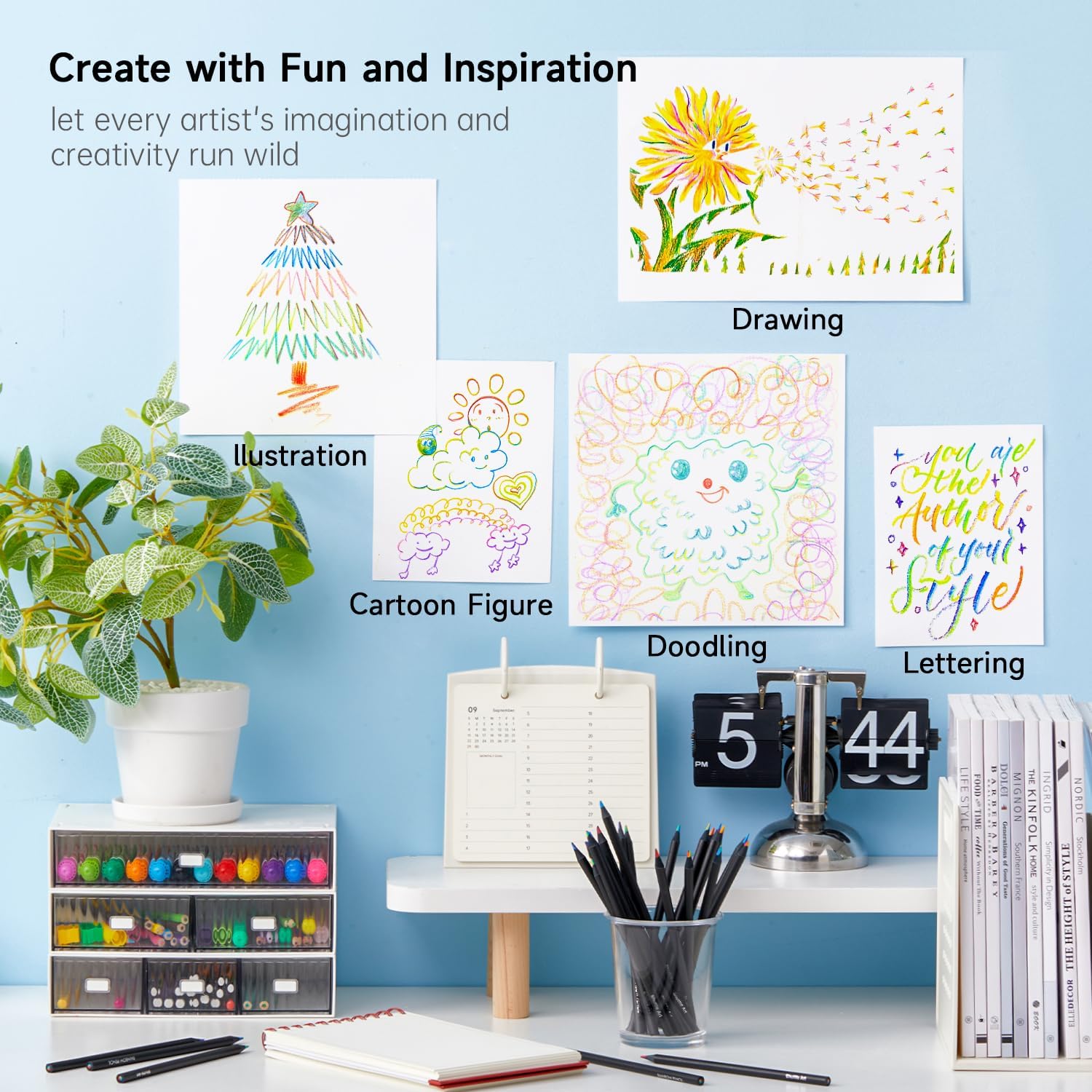 Shuttle Art 120 Pack Rainbow Pencils Bulk, 7 Colors in 1 Rainbow Colored Pencils, Pre-sharpened, Break-resistant Black Wooden Pencil for Kids and Adults Coloring, Drawing, Sketching, Doodling, Gifts