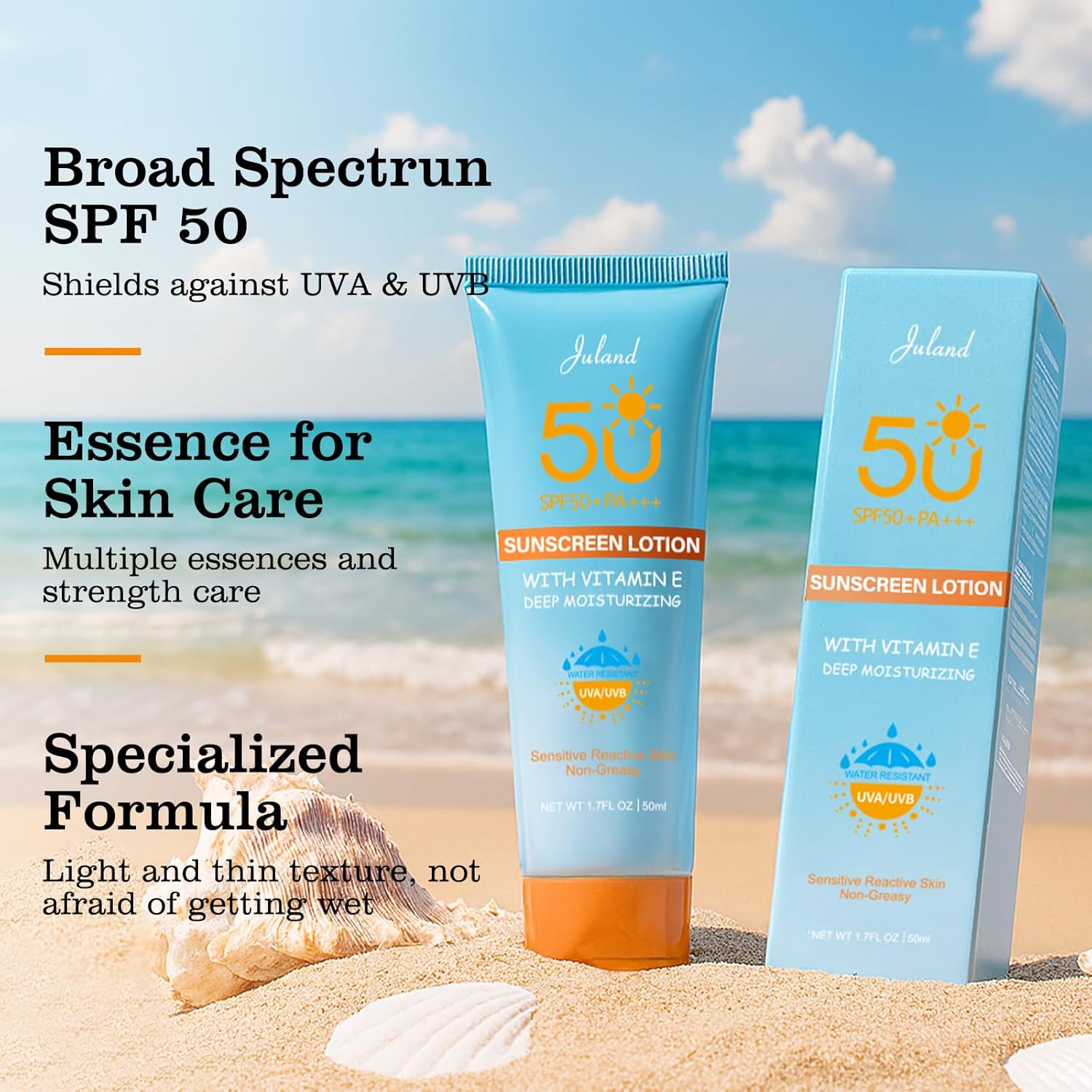 Sunscreen for Face, UV Defense Hydro Calming Sunscreen, SPF 50+, with Vitamin C, Moisturizing Daily Protection for Sensitive Skin, 1.7 Fl Oz - Image 2