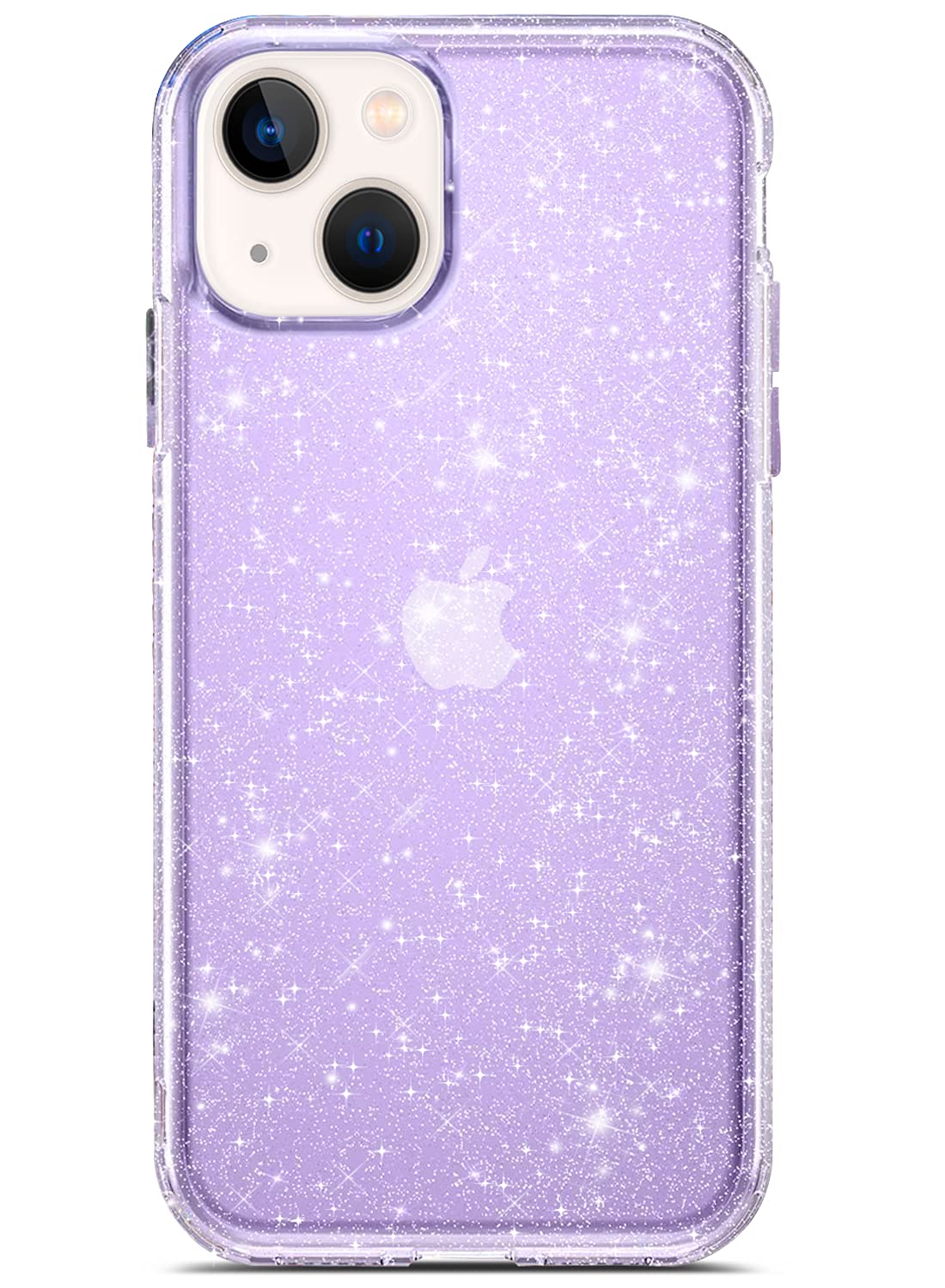 Coolwee Clear Glitter Compatible iPhone 13 Case Slim Protective Phone Cover Shiny Sparkle Women Girls Compatible with iPhone 13 6.1 inch Shockproof Protection Purple