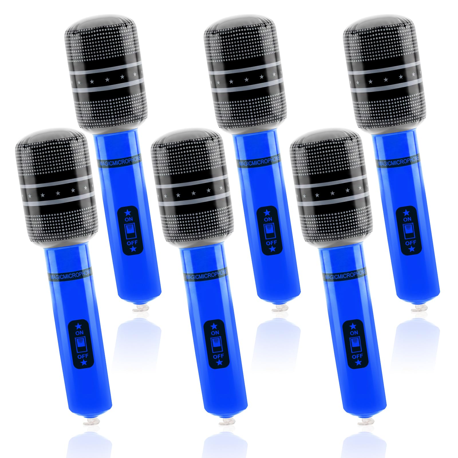 6 Pcs Inflatable Microphones, 9.8-inch Blow Up Microphone for Party, Blue