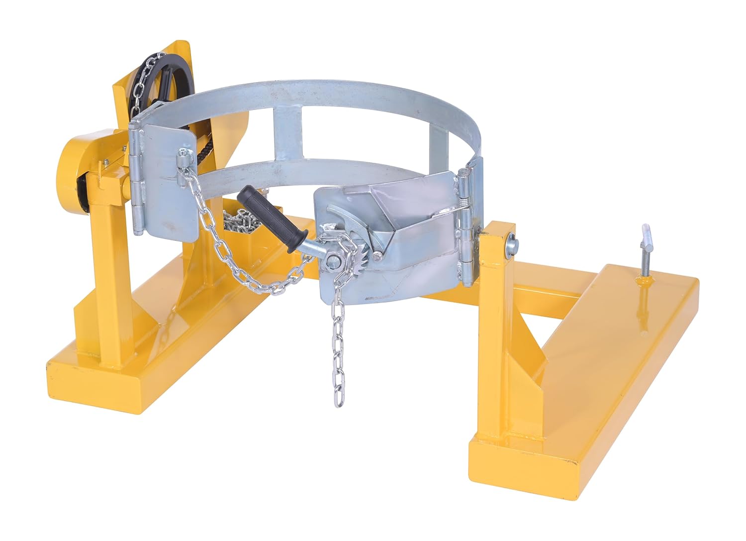 Vestil DCR-205-15 Steel Fork Truck Drum Carrier/Rotator For Steel Drums 55 Gallon 1500 Lb. Capacity Yellow