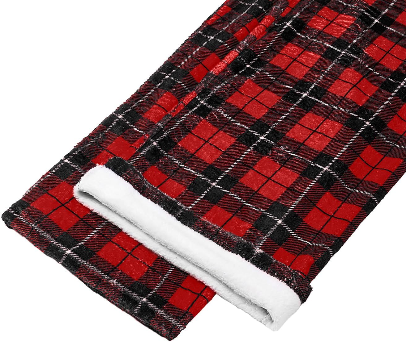 Mens Fuzzy Plaid Pajama Pants - Brushed Flannel Sleepwear with Drawstring & Pockets, Plaid & Print Pj Pants - Image 8