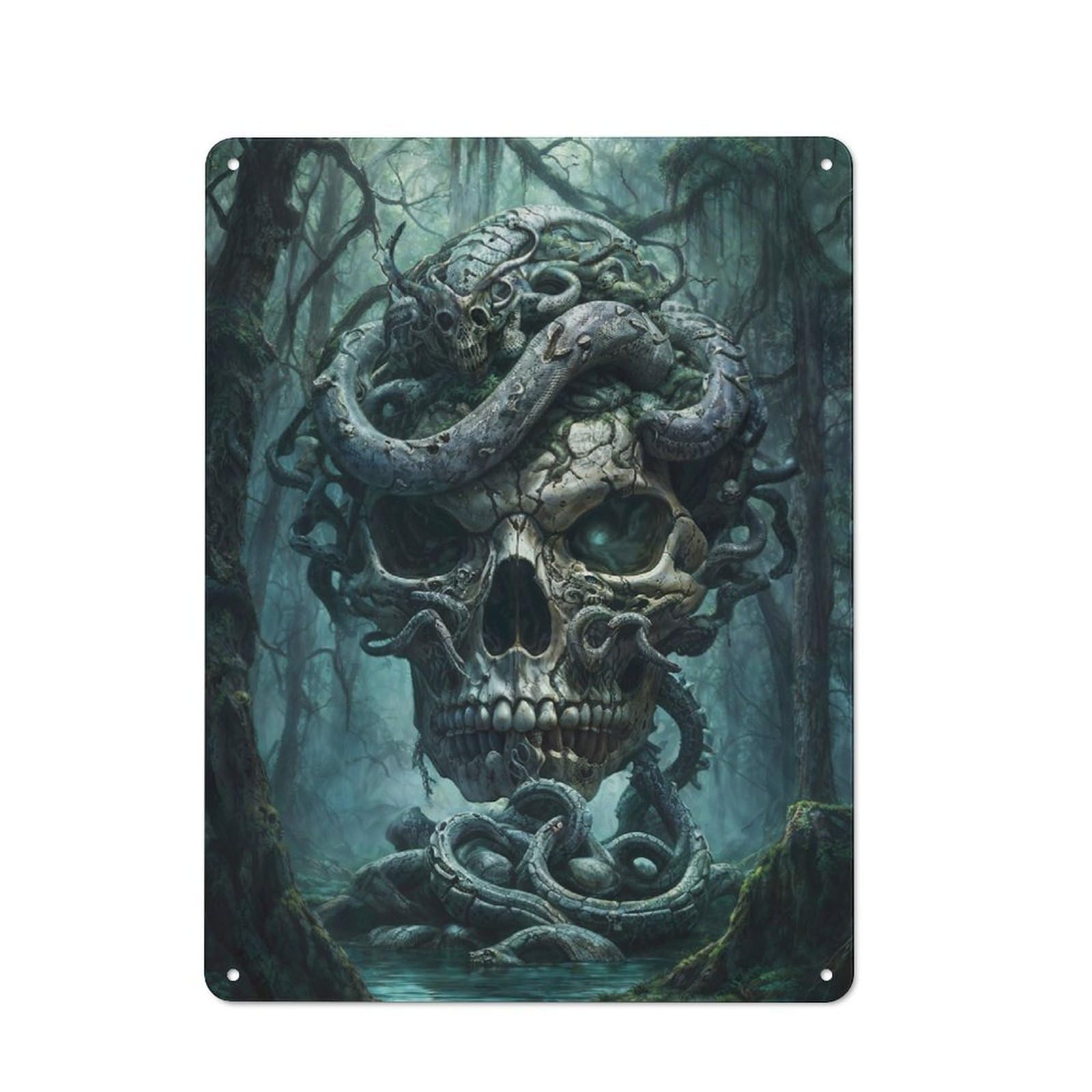 Junmoney Ancient Skull Snake Symbol Vintage Tin Wall Plaque 40X30cm For Workshop Wall, A Decorative Christmas Gift For Makers And Diy Enthusiasts
