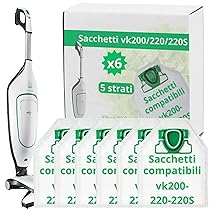 NAMAI – Set di 6 Sacchetti Folletto VK200 e VK220s, Ricambi Compatibili, Microfibra Resistente, Antibatterici, Sacchi Folletto (6 Sacchetti)