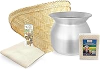 Panwa Sticky Rice Essential Starter Set: Thai Steamer Pot, Bamboo Wing Basket, Cheesecloth & 500g Premium Glutinous Rice