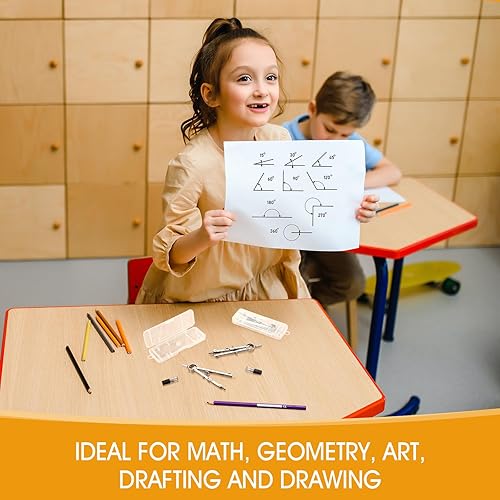 Miniatura 8 de Zonon Brújula para geometría brújula a granel para estudiantes de matemáticas de aula, transportador para brújula de arte, herramienta de precisión