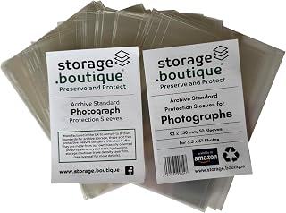 Fotoschutzhüllen, Archivstandard, säurefrei, 12,7 x 8,9 cm, 130 x 92 mm, 50 Stück