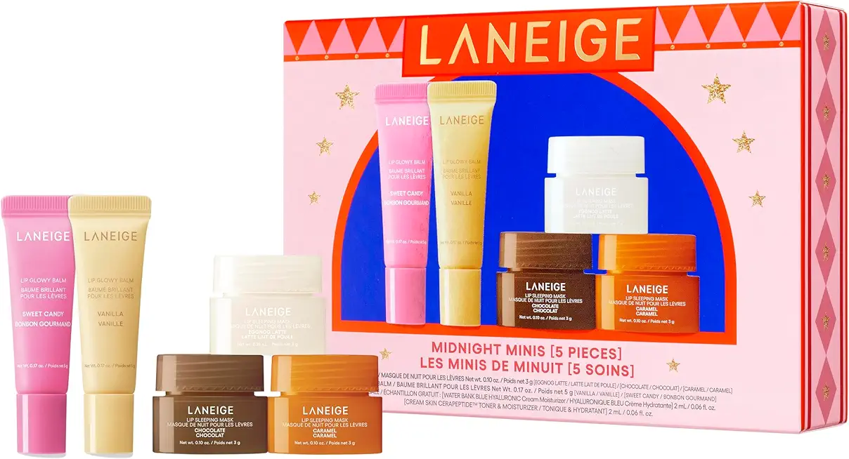 Laneige Skincare &amp; Lip Care Holiday Gift Sets – Lip Mask, Water Bank, Lip Glowy Balm – Beauty Essentials for Gifting &amp; Self-Care