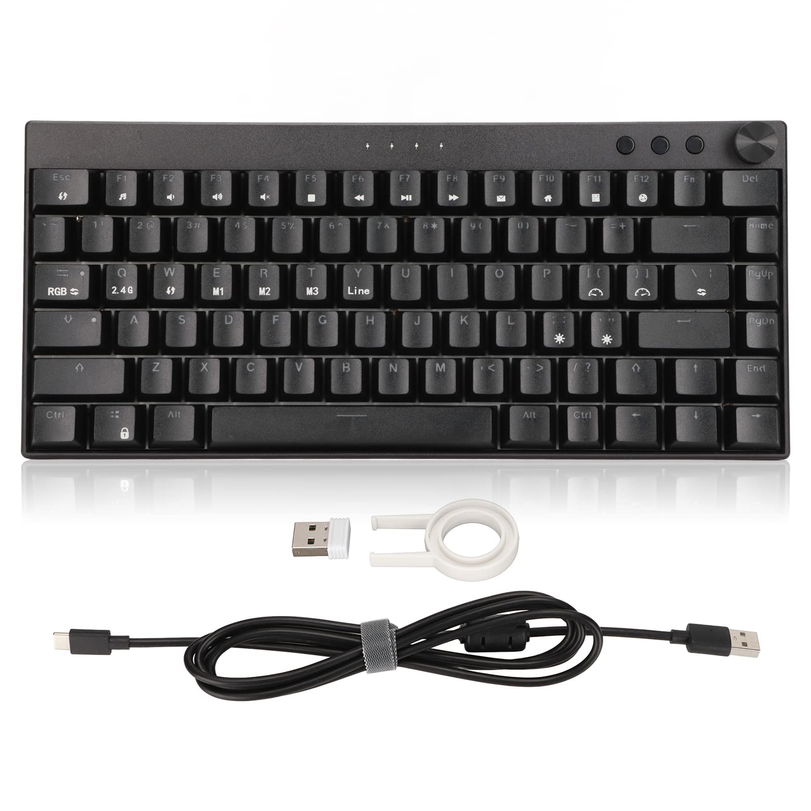 プロフェッショナルメカニカルキーボードワイヤレス，82キー RGBバックライト3接続モードかわいいキーボード人間工学に基づいたデザインオフィスゲームキーボード（三脚） (赤いシャフト)
