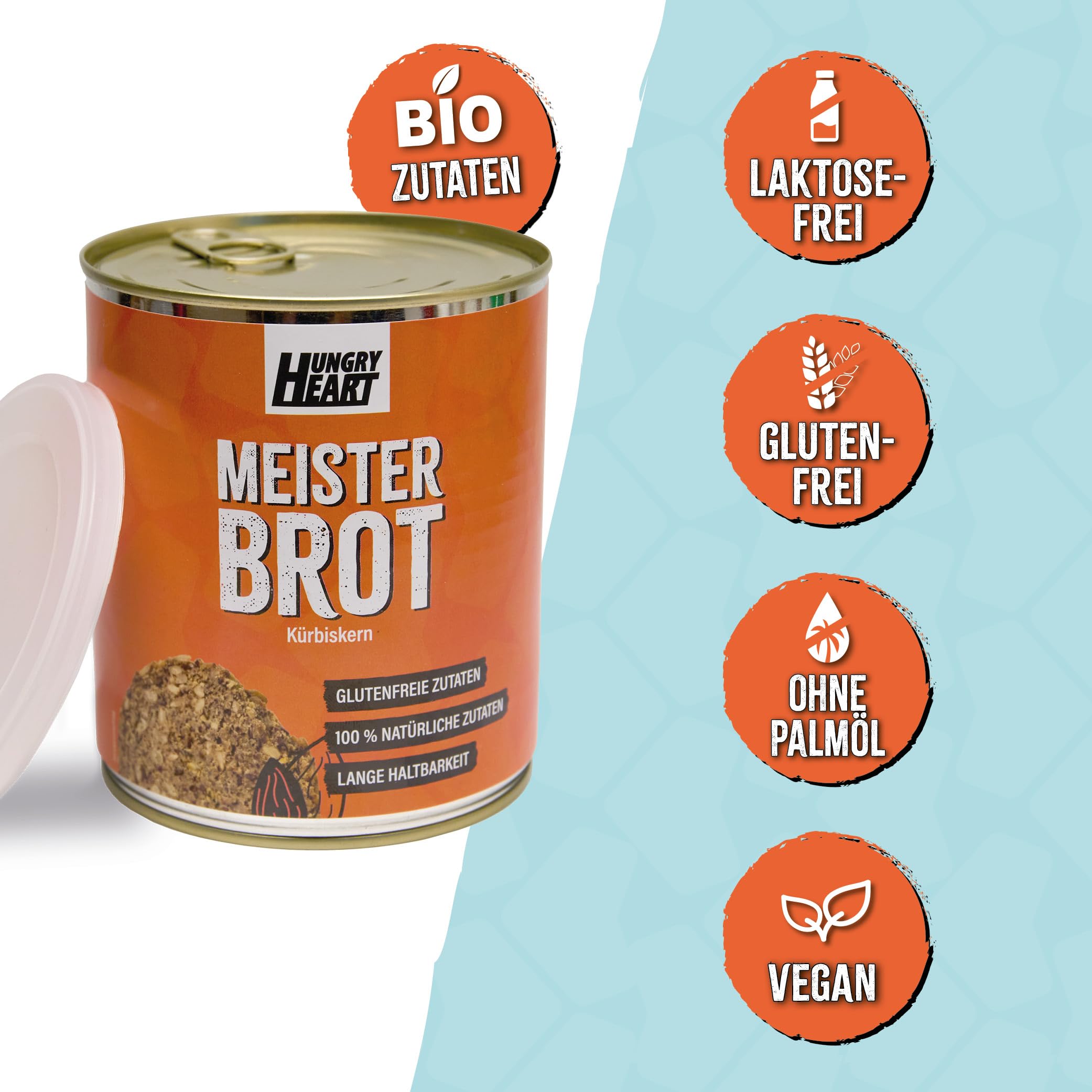 Notfall Hamster Kauf Brot Reserve - Frisches Kürbiskernbrot 1 x 480gr & Frisches Roggenbrot 1 x 300gr | Glutenfreies Toast Brot mit 100% Natürlichen Zutaten | 4 Jahre haltbar | Snack Dosenbrot