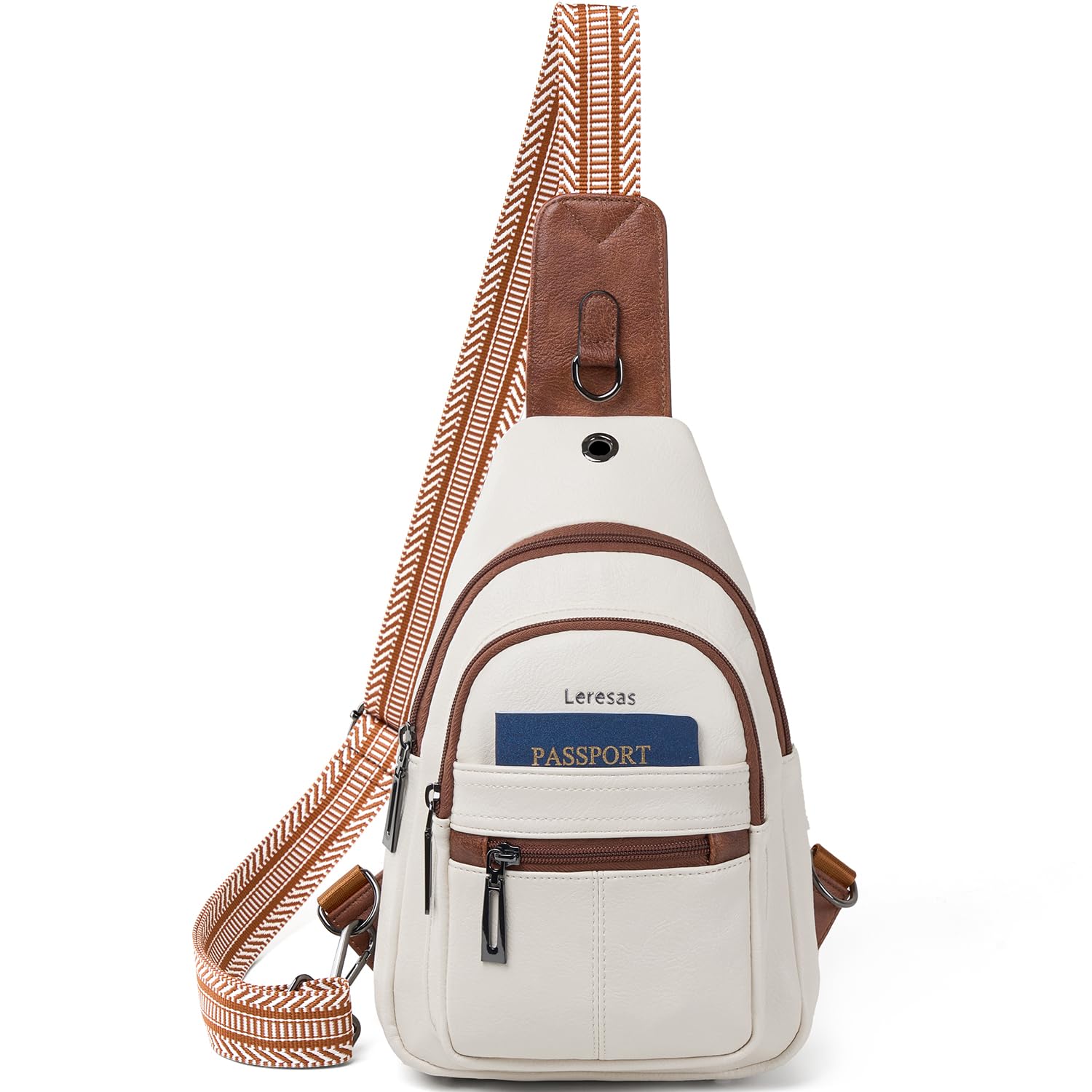 Leresas 7L Sling Bag for Women Vegan Leather Crossbody Purse Chest Bags Fashionable Trendy Fanny Pack with Travel, Beige