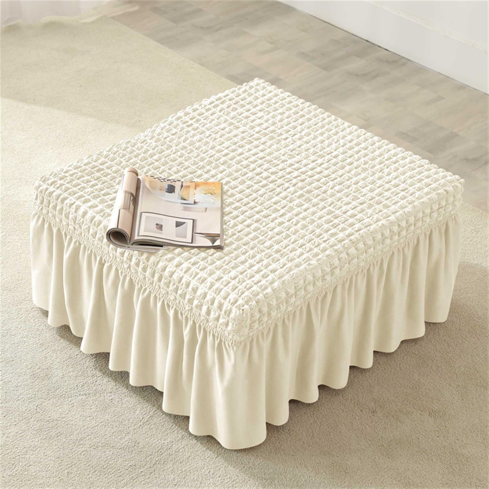 YXINAER Foot Stool Cover Square Footrest Skirt Cover for Living Room(A1 Footstool Cover)