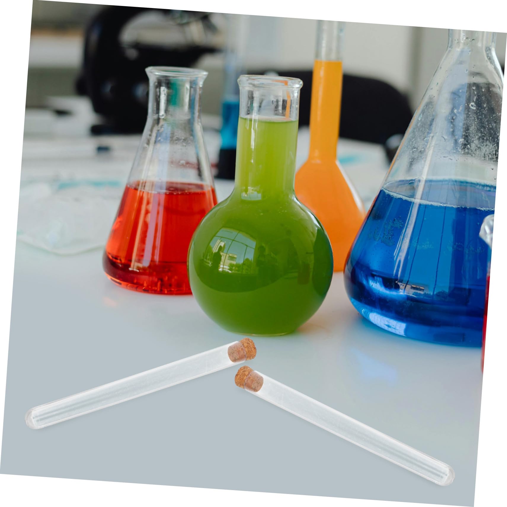 50 piezas Tubos de Ensayo de Plástico con Tapones de Corcho Transparentes y Resistentes para Experimentos Científicos Almacenamiento de y Crecimiento de Plantas de Unidades